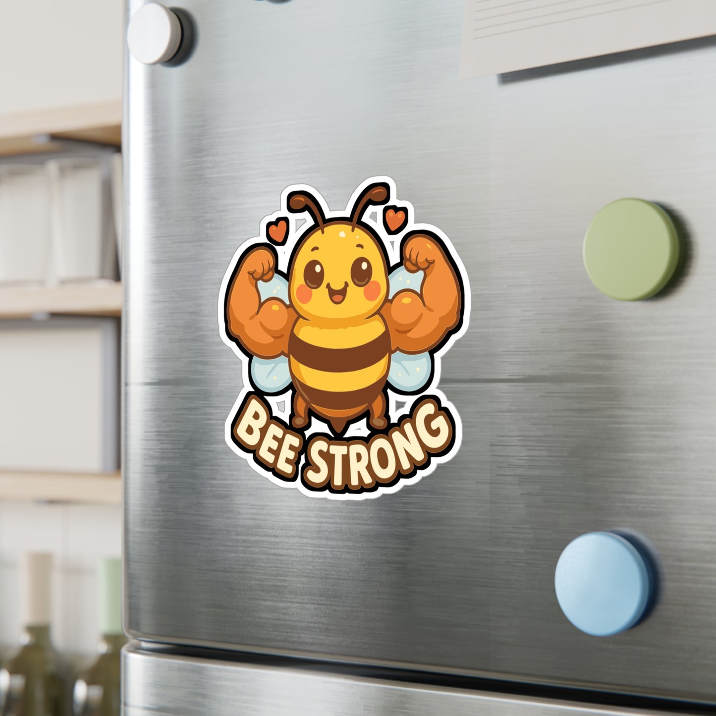 Bee Sticker – “Bee Strong” Motivational Decals for Fitness Enthusiasts, Vinyl Waterproof Muscles Design for Laptop, Water Bottle