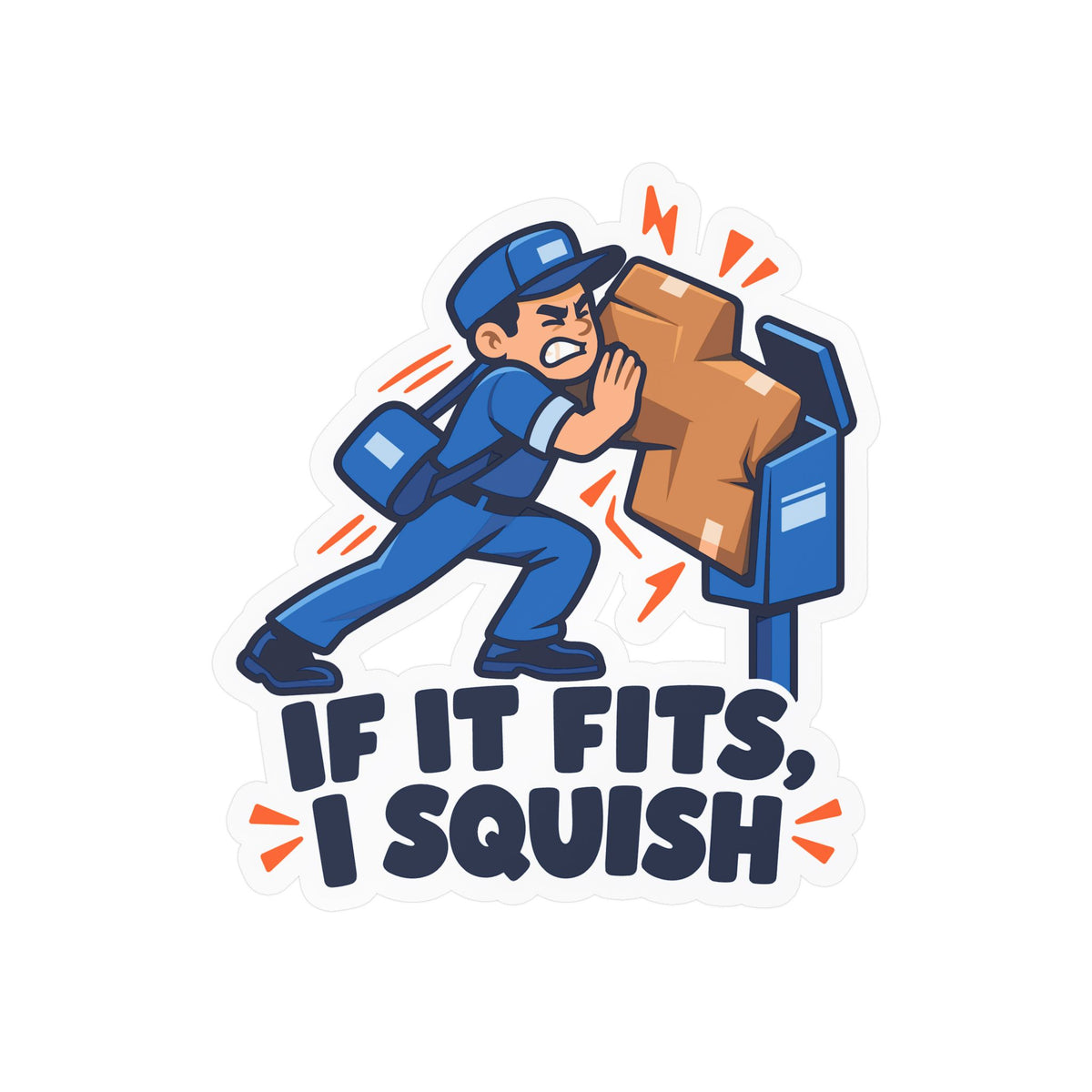 Postal Worker Sticker “If It Fits, I Squish” Funny Rural Carrier Mailbox Decals for Laptop, Water Bottle Waterproof Vinyl