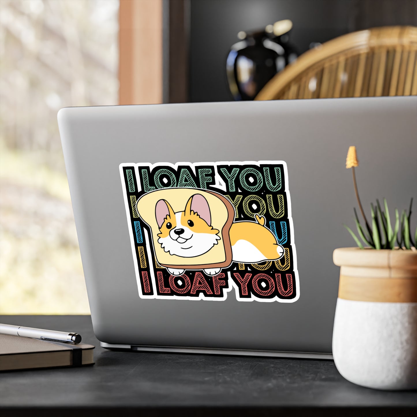 I loaf You - Corgi Sticker for Car Window Laptop Sticker. Water Bottle Sticker, Vinyl Dog Decal, Cute Sticker - Corgi Gift