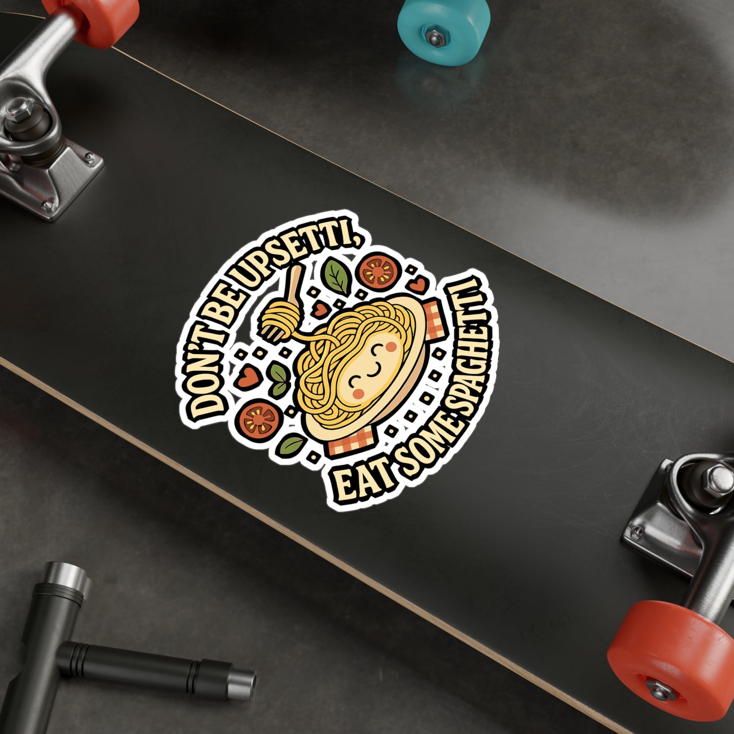 Spaghetti Sticker Decals – "Don't Be Upsetti Eat Some Spaghetti" Vinyl, Waterproof Noodles Macaroni Ramen Design for Laptop, Water Bottle