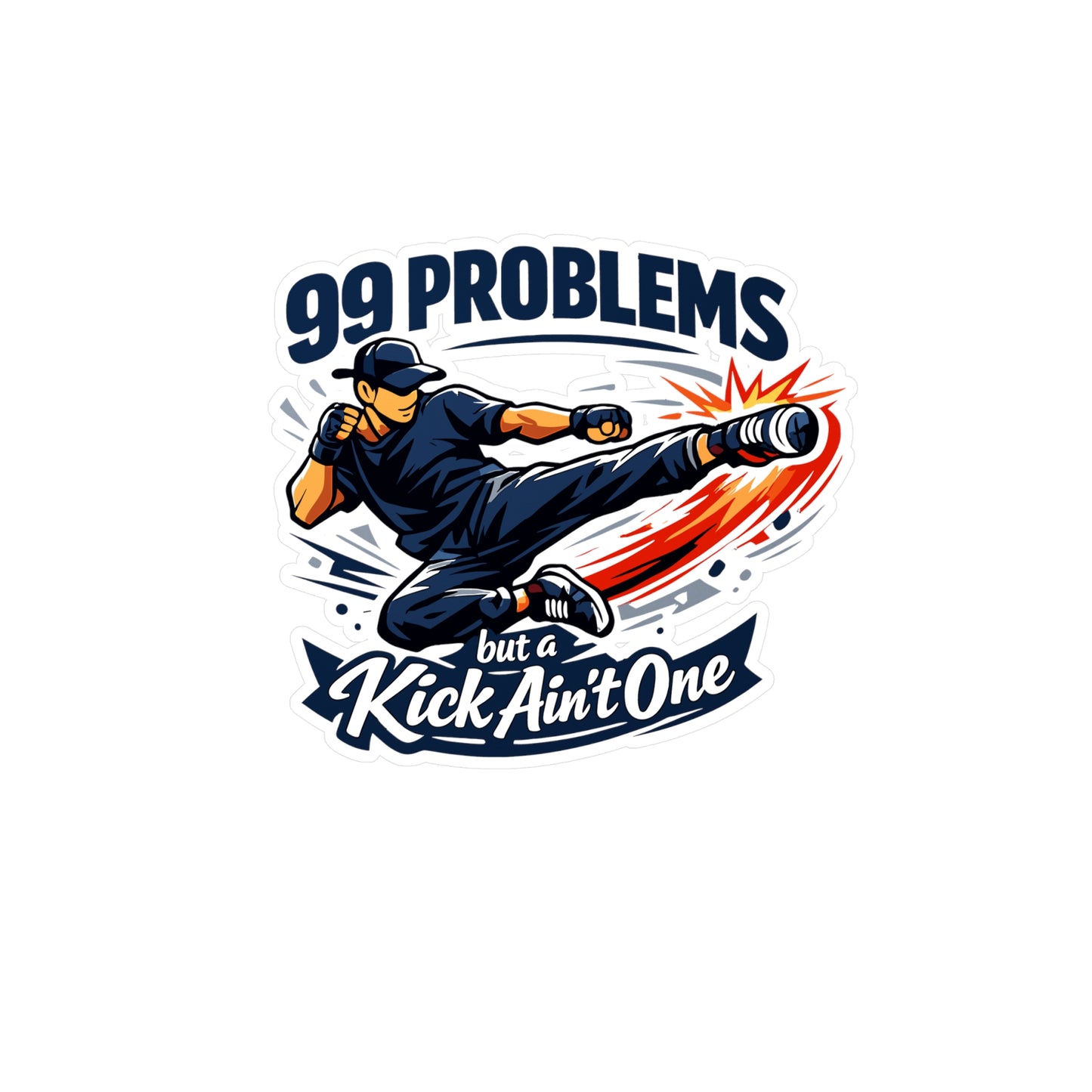 Krav Maga Sticker “99 Problems but a Kick Ain’t One” Funny Martial Arts Decals, Waterproof Vinyl for Laptop, Water Bottle, Self Defense Fitness Design