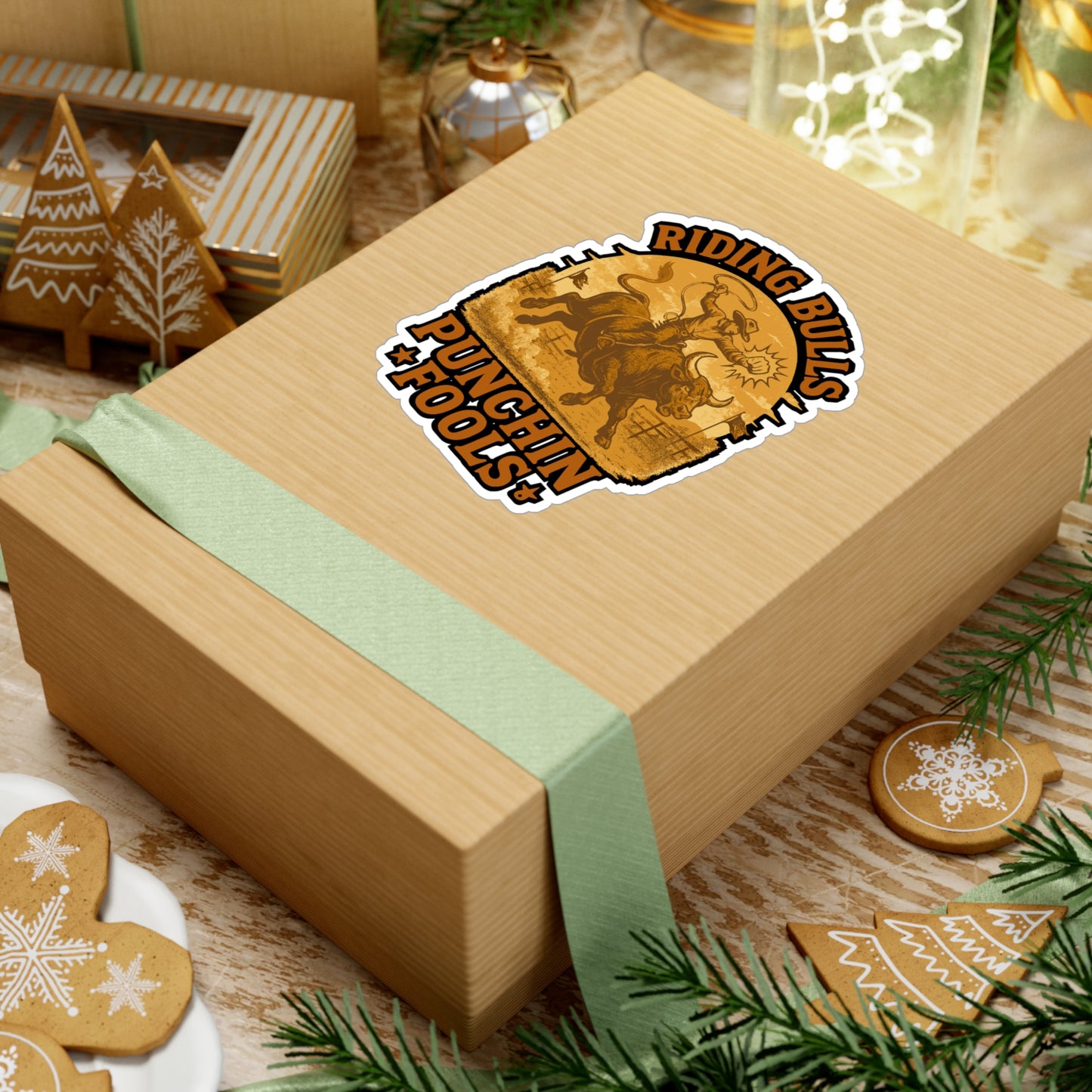 Riding Bulls Punchin Fools - Bull Riding Sticker for Laptops, Water Bottles - Gift for Rodeo Fans, Cowboys, Western Lovers