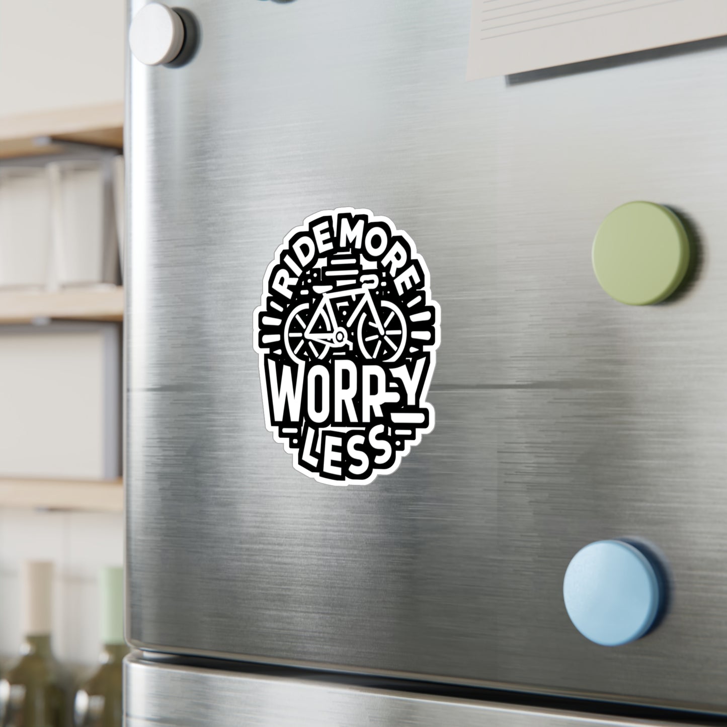 Ride more, worry less  - Cycling Sticker for Car Laptop Sticker. Water Bottle Sticker, Vinyl Cyclist Decal - Cycling Gift