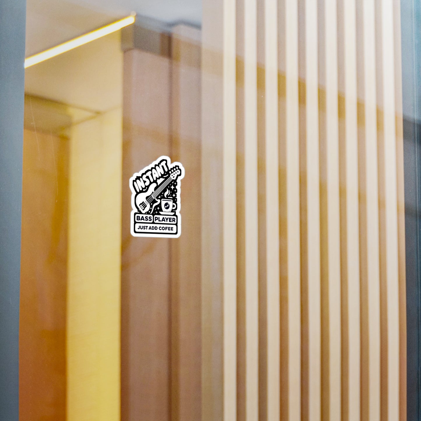 Instant Bass Player Just Add Coffee - Relax Sticker for Laptop Sticker. Water Bottle Sticker, Vinyl Bass player Decal - Relax Gift