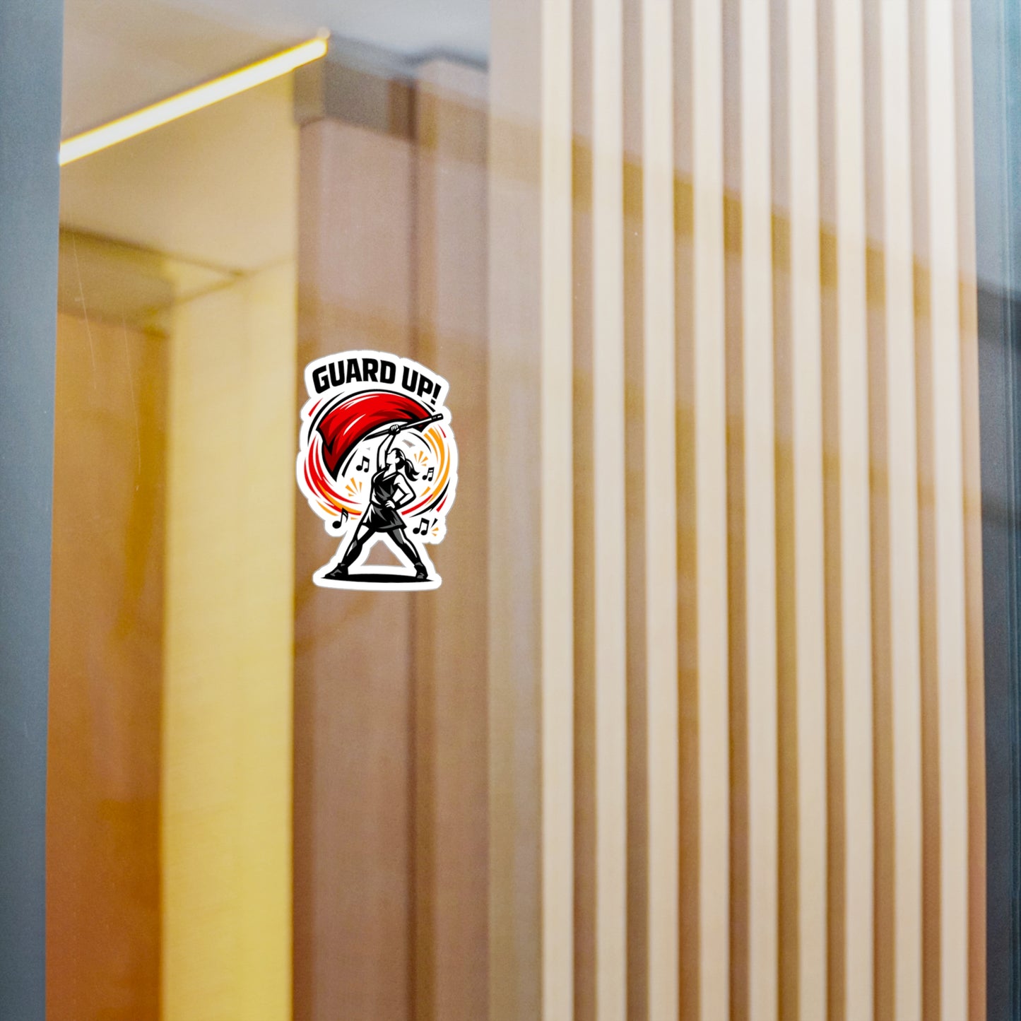 Marching Band Sticker "Guard Up!" Waterproof Vinyl Decals for Laptop Water Bottle, Gift for Drummer or Band Director, Mellophone Players