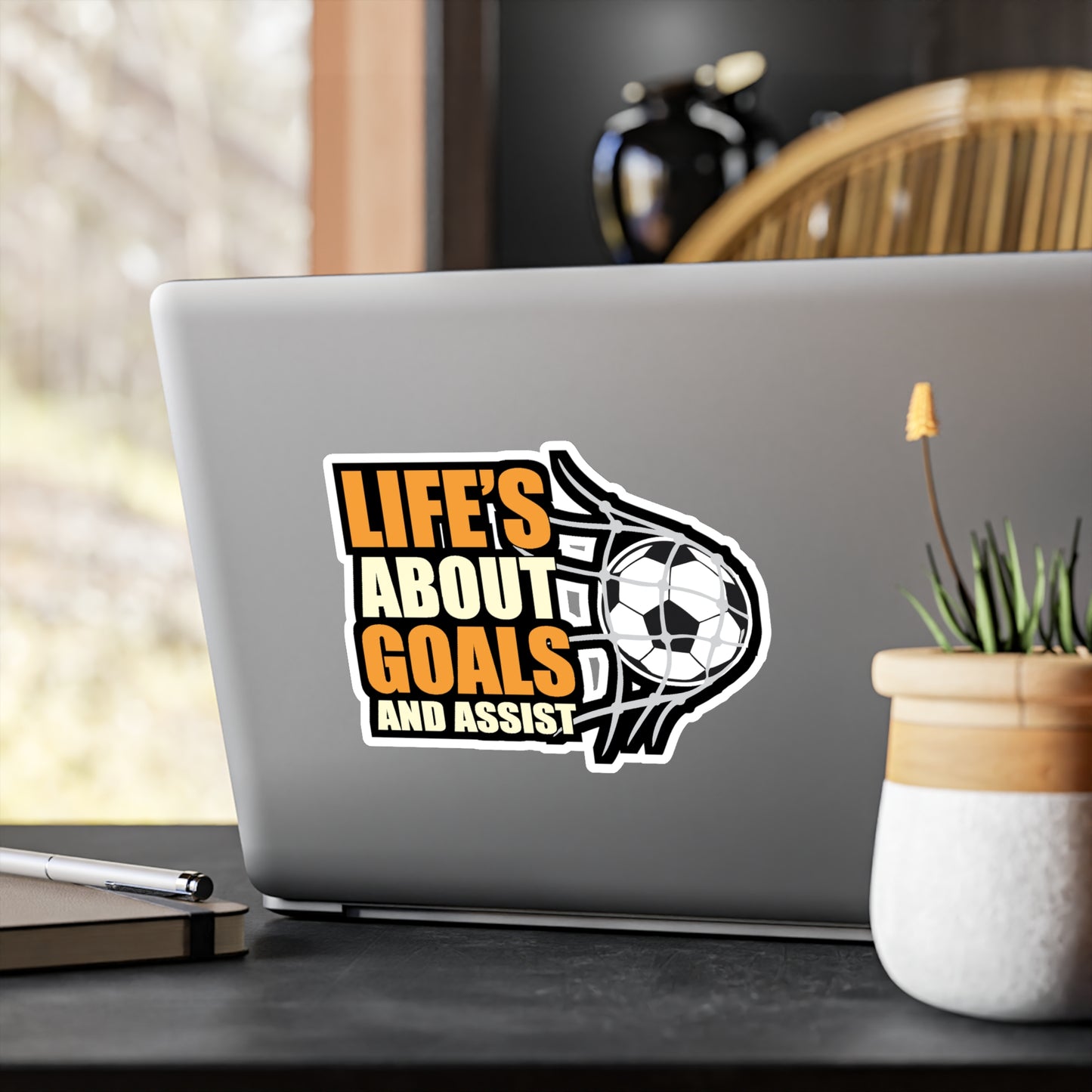 Lifes about goals and assist - Football Sticker for Car Window Laptop Sticker. Water Bottle Sticker, Vinyl  Decal,  Sticker - Football Gift