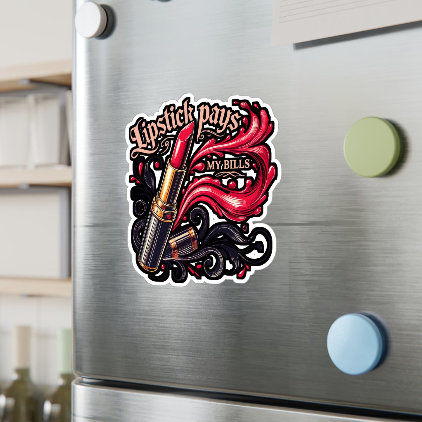 Lipstick Pays My Bills – Makeup Artist Sticker | Vinyl Decal for Laptop, Water Bottle, Mirror | Beauty & Lash Tech Gift