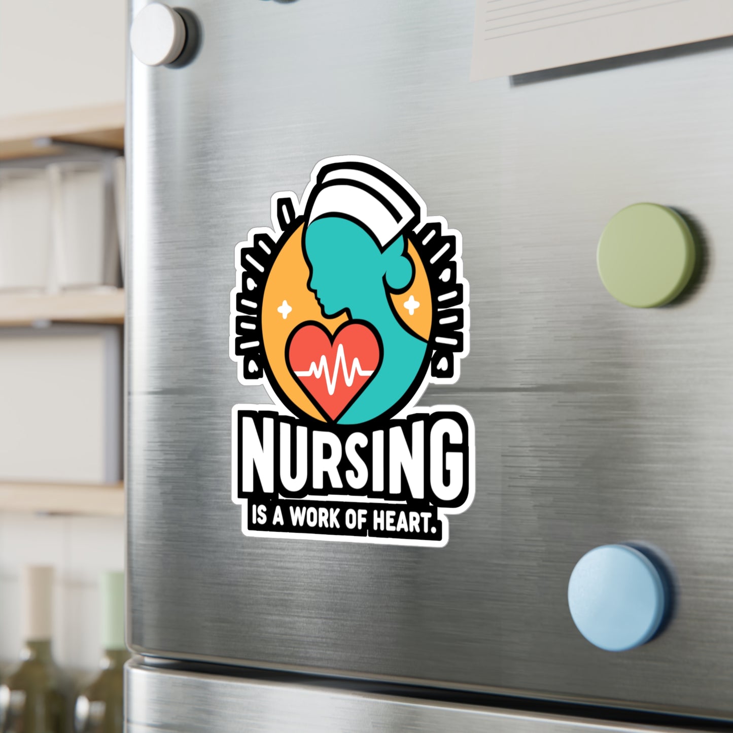 Nursing is a work of heart - Nurse Sticker for Car Laptop Sticker. Water Bottle Sticker, Vinyl Nursing-student Decal - Nurse Gift