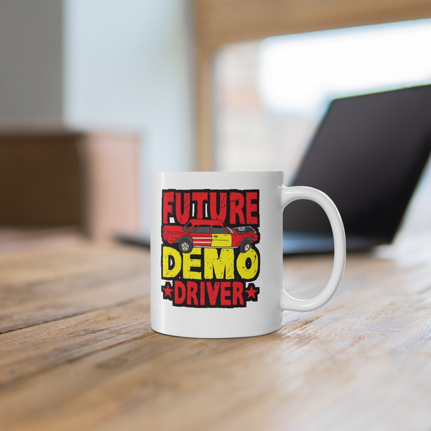 Future Demo Driver Demolition Derby - Demolition Mug for Coffee 11oz. Demolition Cup, White ceramic, Derby Mug - Demolition Gift