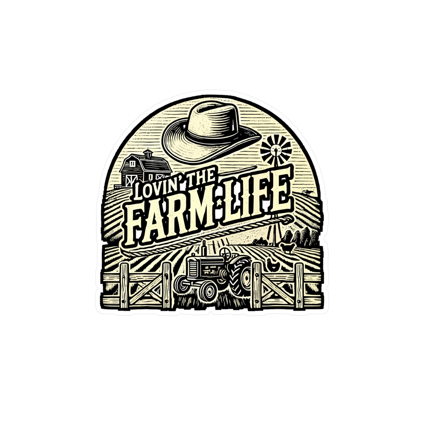 Lovin' The Farm Life – Vinyl Sticker with Tractor Design for Laptop or Water Bottle | Rustic Farm Gift for Farmers