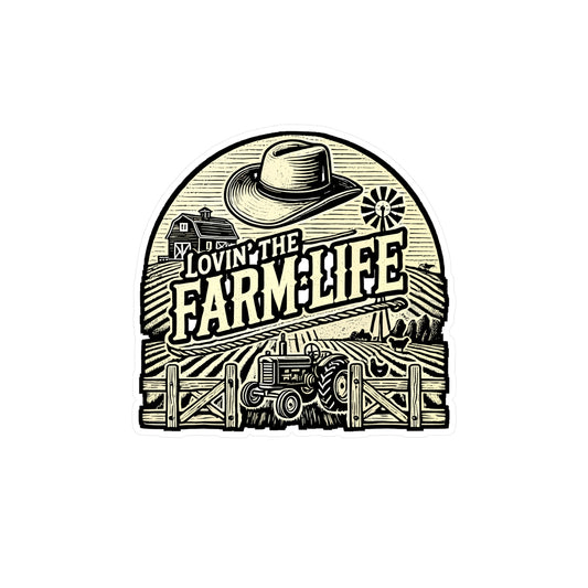 Lovin' The Farm Life – Vinyl Sticker with Tractor Design for Laptop or Water Bottle | Rustic Farm Gift for Farmers
