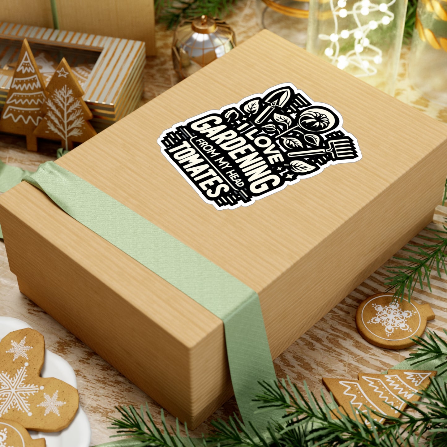 I Love Gardening From My Head Tomatoes - Gardening Sticker for Laptop Sticker. Water Bottle Sticker, Vinyl Landscaper Decal - Gardening Gift