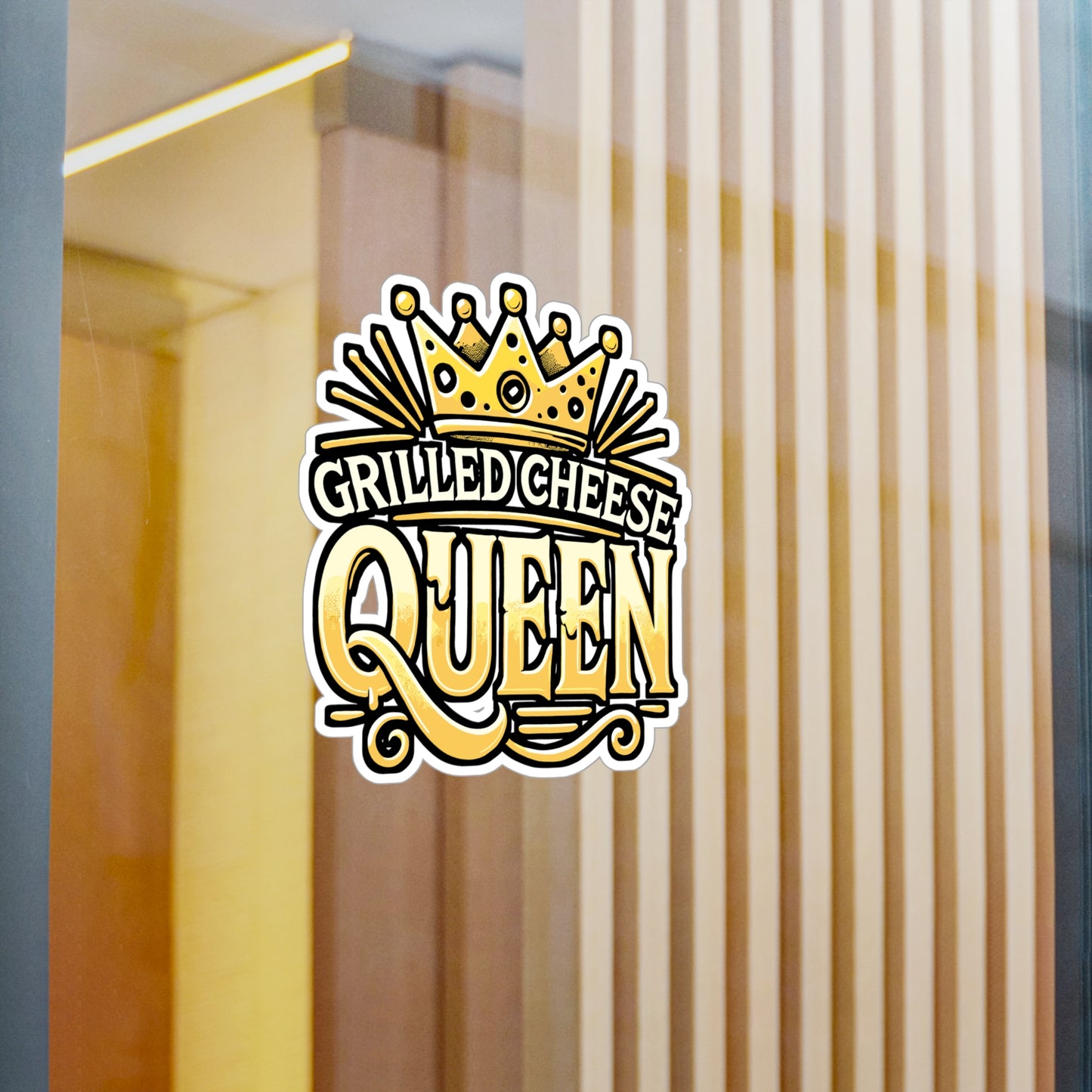 Grilled Cheese Queen – Funny Cheese Sticker for Laptop, Car Window or Water Bottle | Vinyl Foodie Decal, Gift for Cheese Lovers