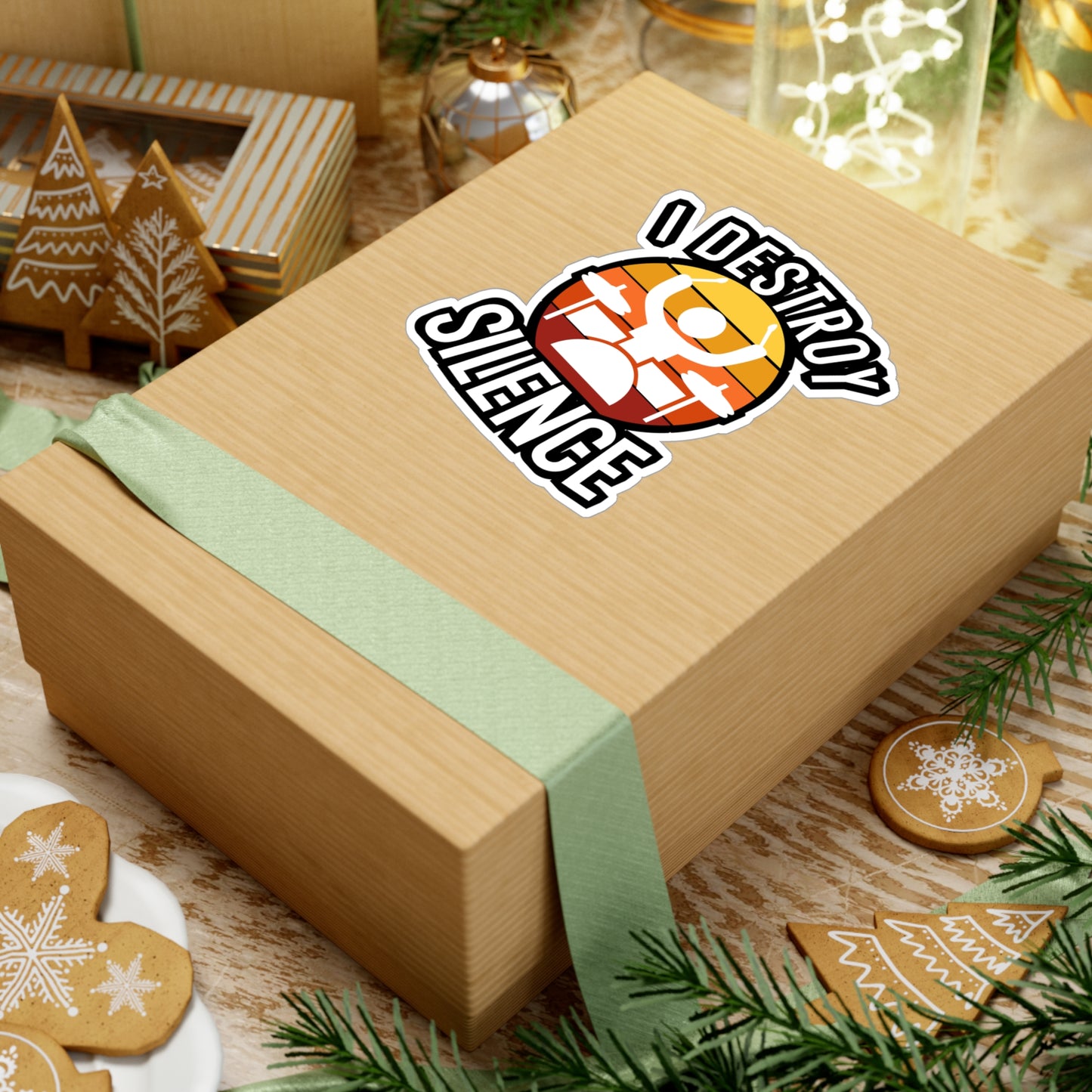 I destroy silence - Drums Sticker for Wall, Laptop, Window, Truck, Car Drums Gift Vinyl Drummer Decal Sticker