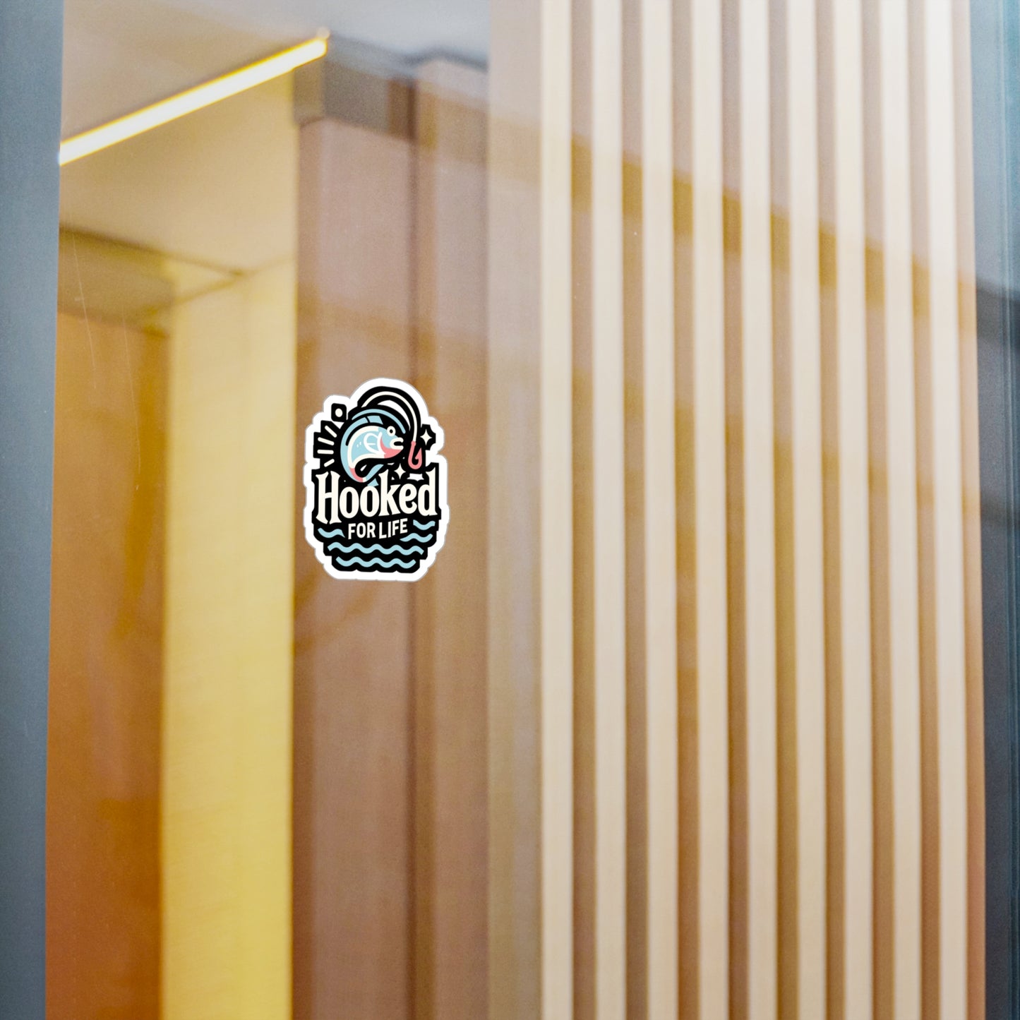 Hooked for life - Fishing Sticker for Car Window Laptop Sticker. Water Bottle Sticker, Vinyl Angling Decal, Lake Sticker - Fishing Gift