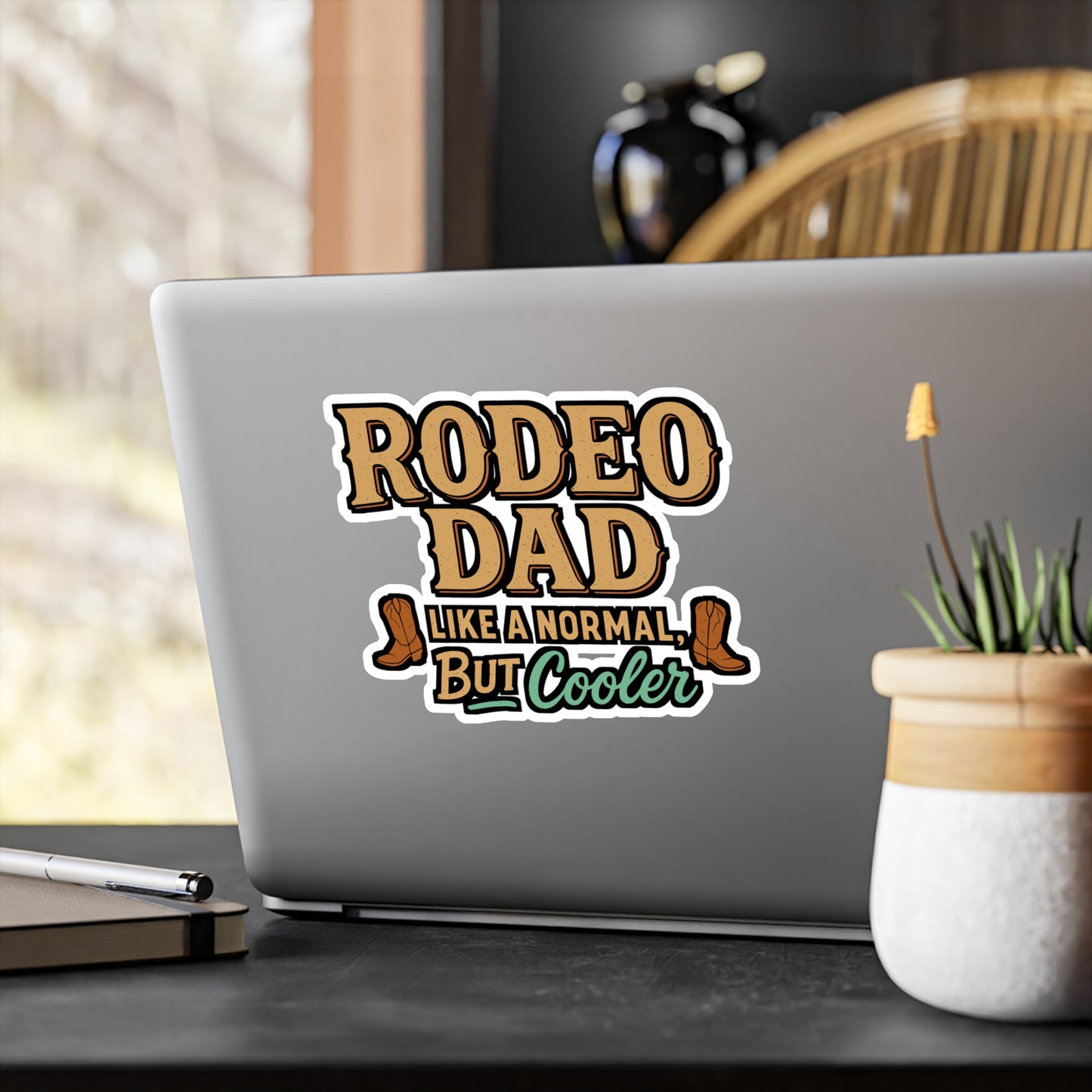 Rodeo Dad – Like a Normal Dad but Cooler | Cowboy Sticker for Laptop or Water Bottle | Western Vinyl Decal, Funny Father’s Day Gift