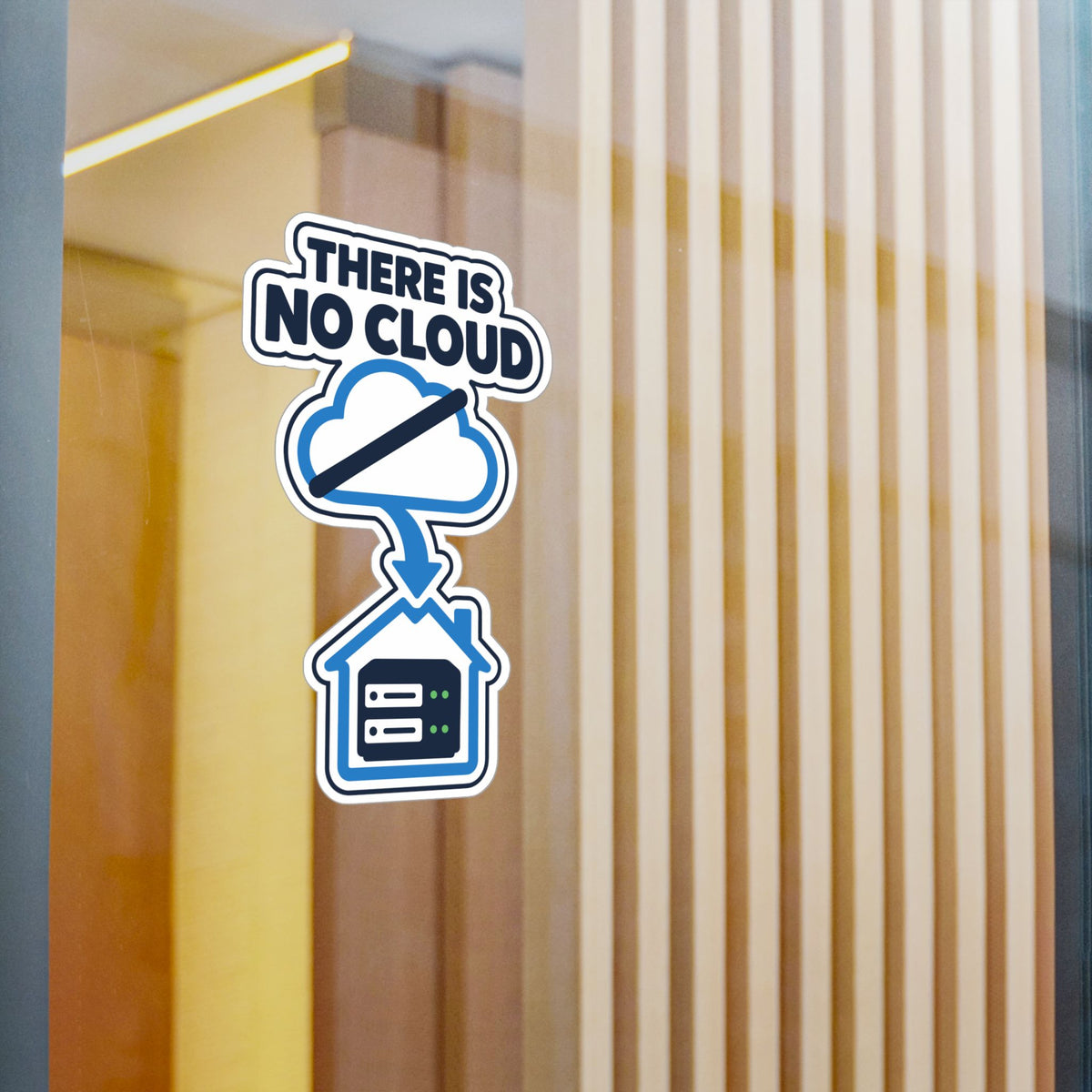 Cloud Sticker - There Is No Cloud, Server House and Arrow Design, Tech Decals for Laptop and Water Bottle