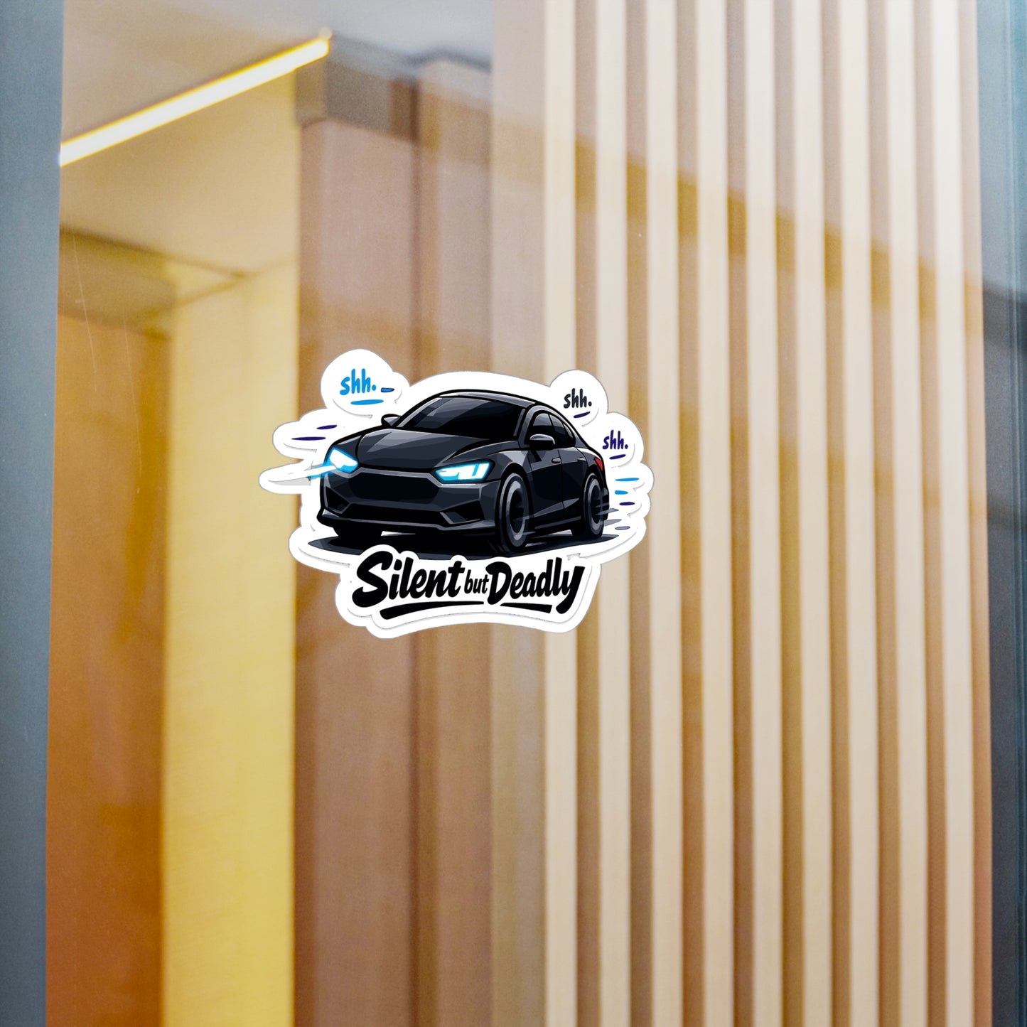 Electric Car Sticker Silent but Deadly Funny electric vehicle decal, Waterproof Vinyl decals for Laptop, Water Bottle, rechargeable battery vibe