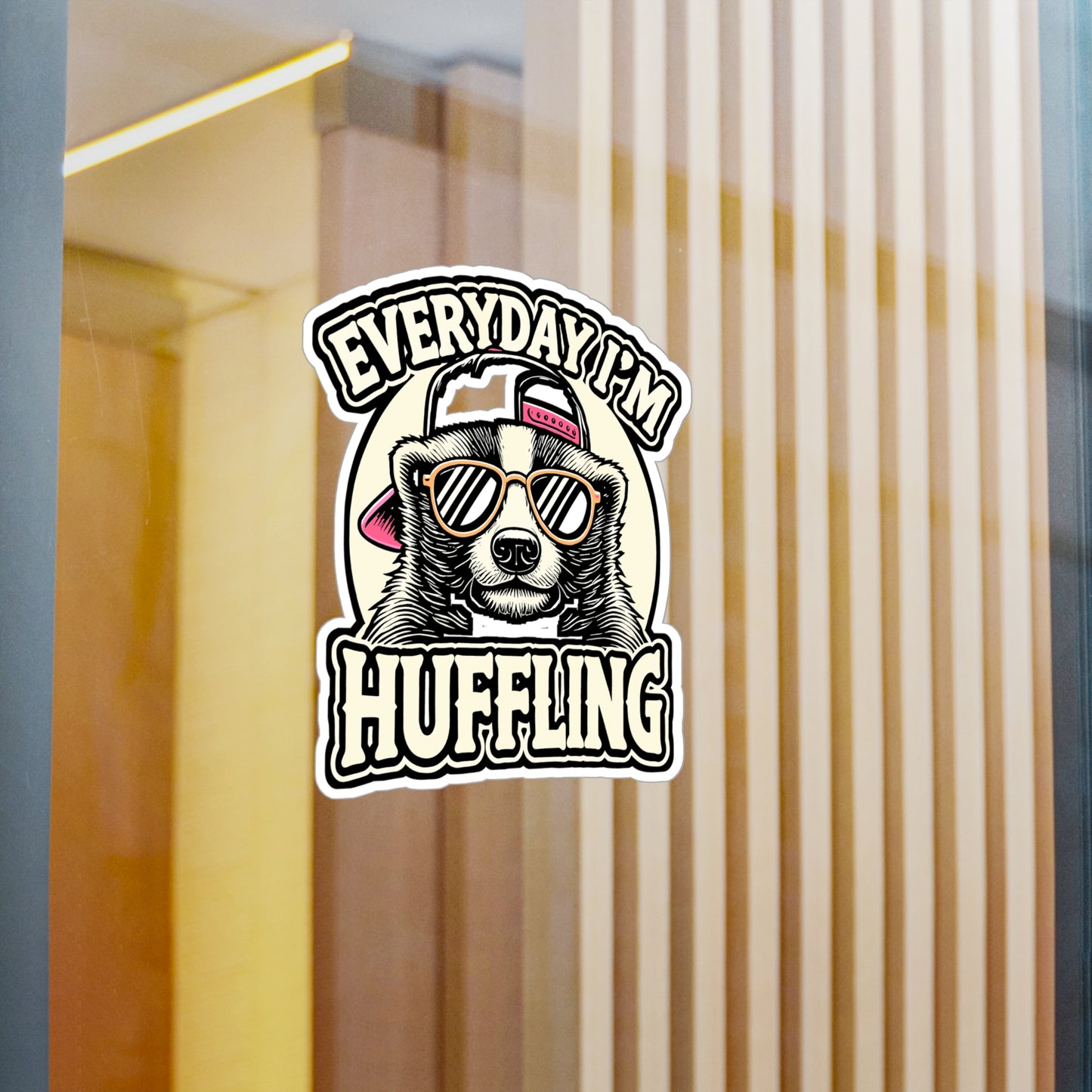 Everyday I'm Huffling – Honey Badger Sticker for Laptop or Water Bottle | Vinyl Raccoon Decal | Funny Animal Gift