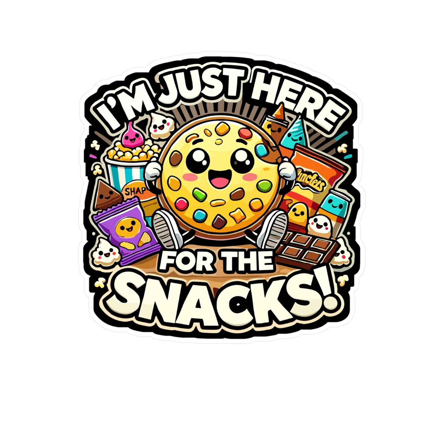 I'm Just Here for the Snacks - Snack lover Sticker for Laptop Sticker. Water Bottle Sticker, Vinyl Food humor Decal - Snack lover Gift