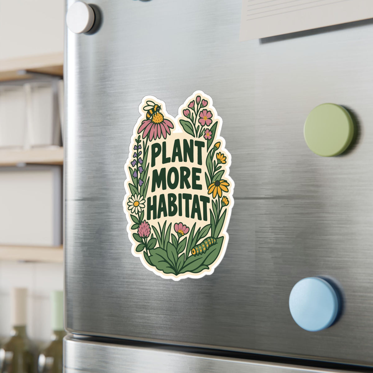 Plants Sticker – Plant More Habitat, Dandelion Decals Celebrating Nature and Friendship for Laptop or Water Bottle