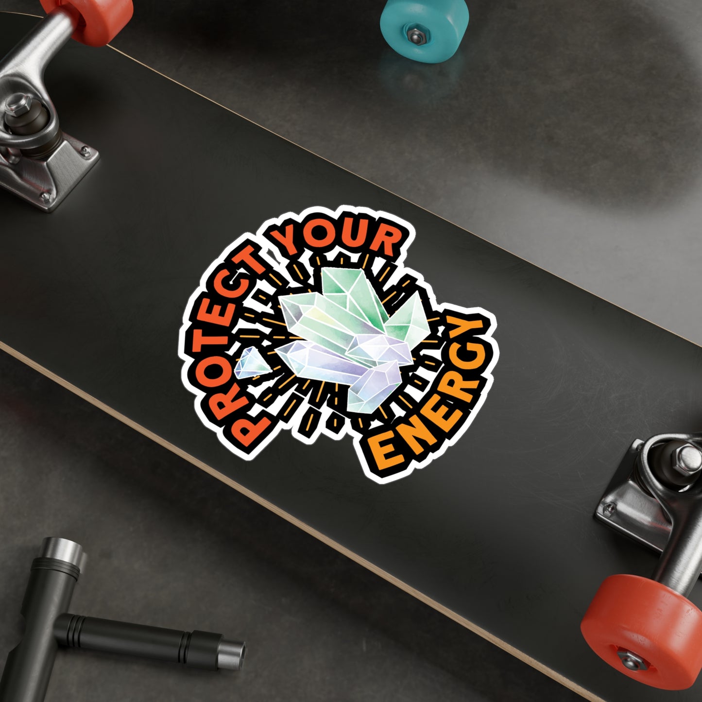 Protect Your Energy - Crystals Sticker for Laptop Sticker. Water Bottle Sticker, Vinyl Gemstones Decal - Crystals Gift