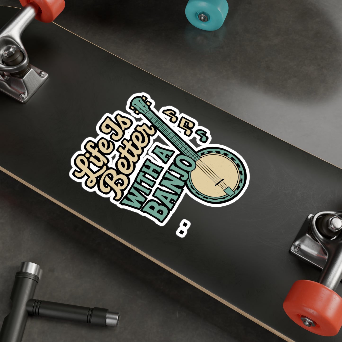 Banjo Sticker – Life Is Better With A Banjo Design Decals, Waterproof Vinyl for Laptop, Water Bottle, Jazz-Music, Ukulele, Ragtime Fans