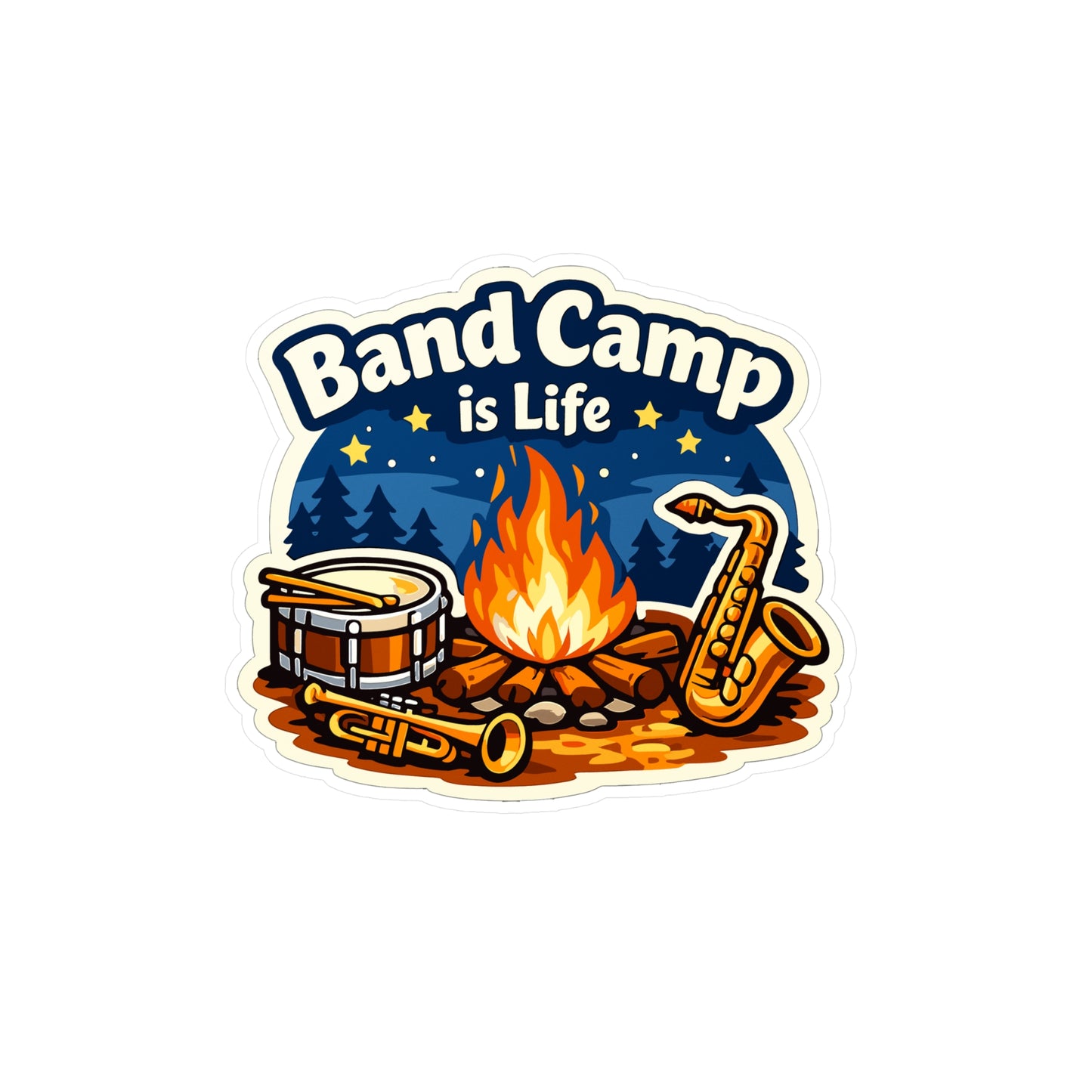 Marching Band Sticker Band Camp is Life Waterproof Vinyl Decals for Laptop Water Bottle, Drummer Band Director Mellophone Gift