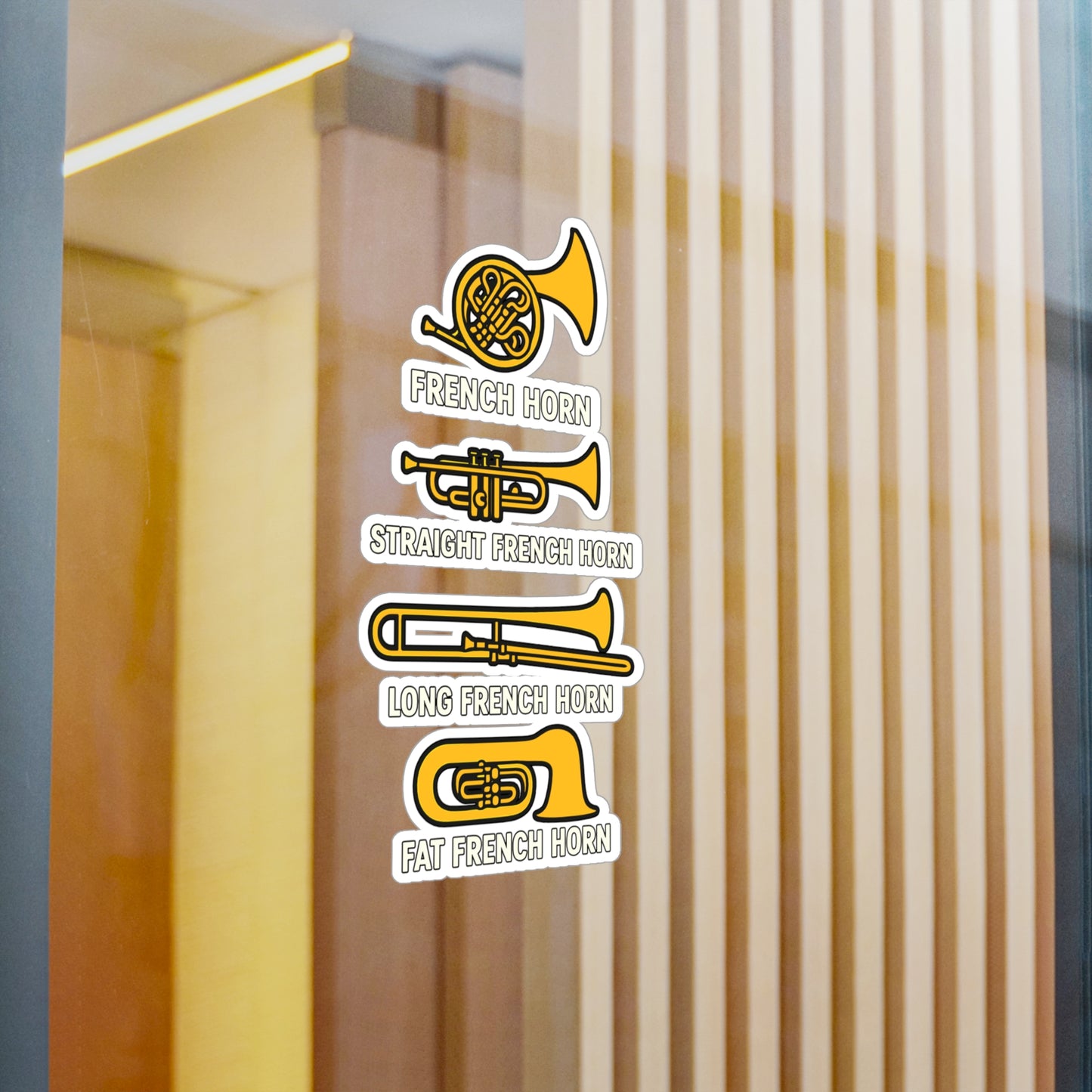 Music Sticker – French Horn Decals for Laptop or Water Bottle, Orchestra Brass Band Vinyl Sticker, Waterproof Musician Gift