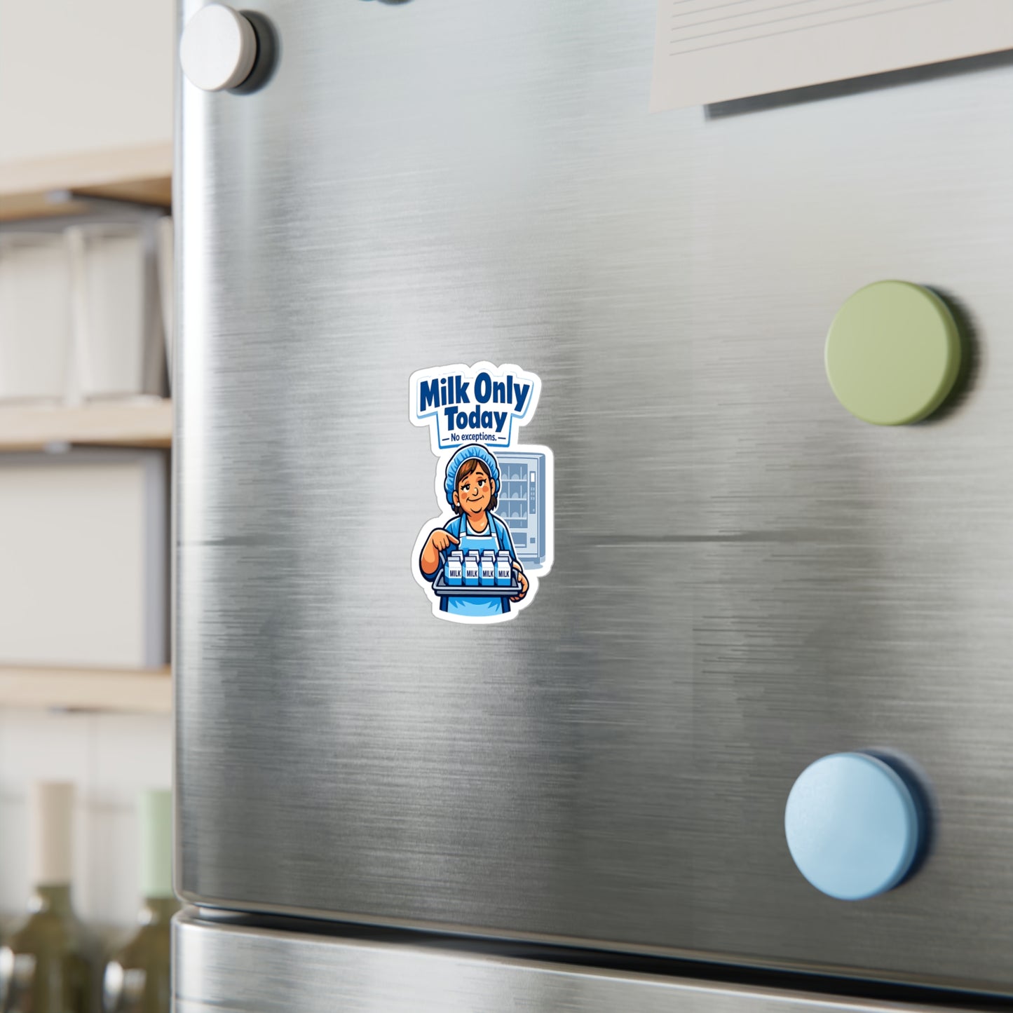 Lunch Lady Sticker "Milk Only Today" Funny School Canteen Design Waterproof Vinyl decals for Laptop, Water Bottle