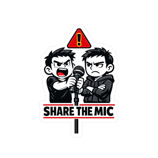 Karaoke Sticker "Share the Mic" Vinyl Decals for Laptop or Water Bottle, Waterproof Music Party Beer Booze Design
