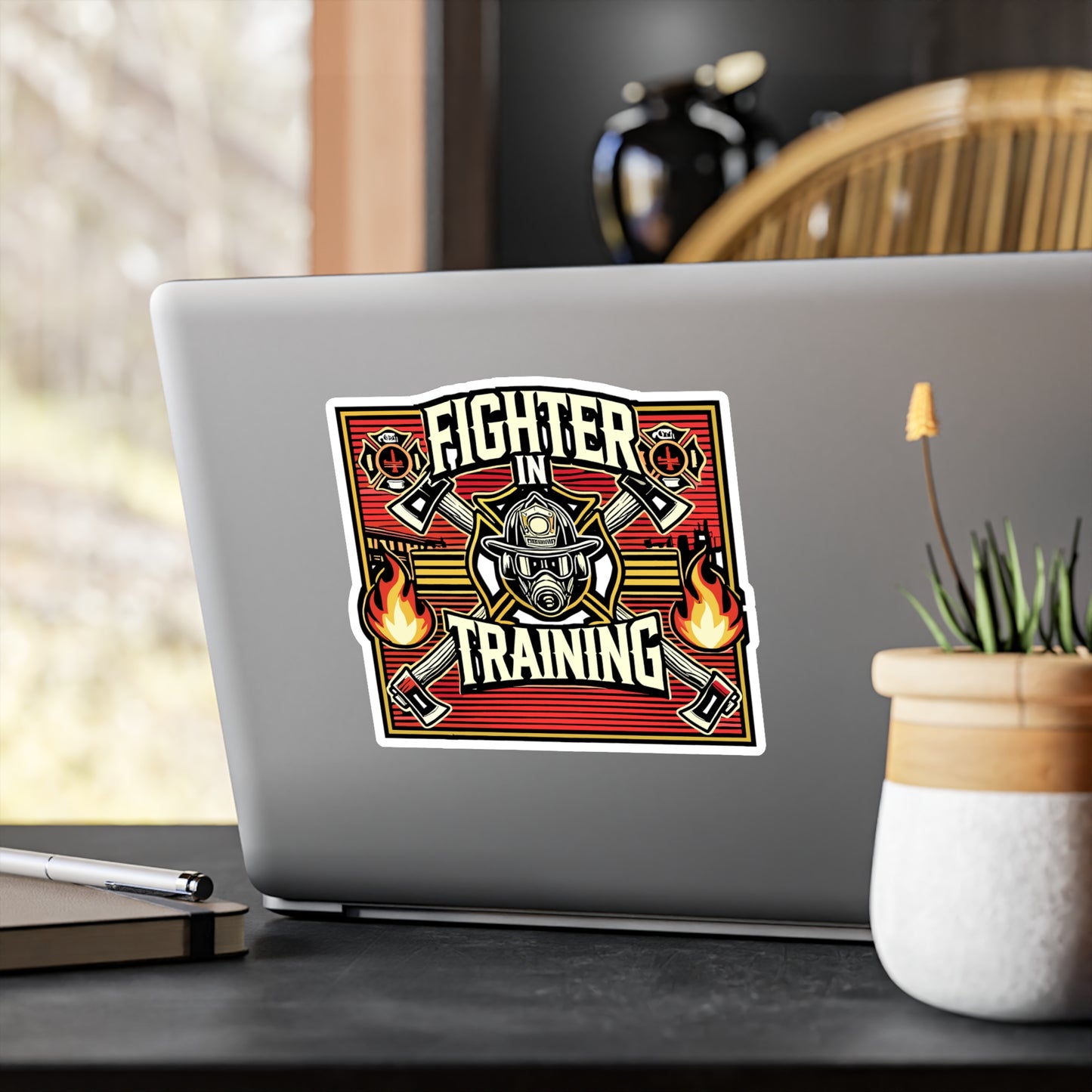 Fighter In Training - Firefighter Sticker for Laptop Sticker. Water Bottle Sticker, Vinyl Fire chief Decal - Firefighter Gift