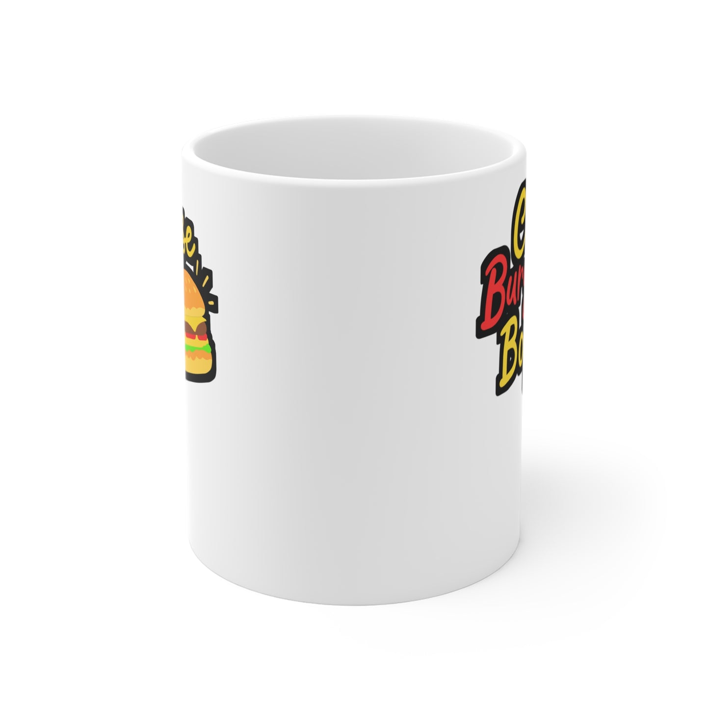 Cheeseburger Boy - Cheeseburger Mug for Coffee 11oz. Cheeseburger Cup, White ceramic, Buns Mug, Burger Tea Cup - Cheeseburger Gift