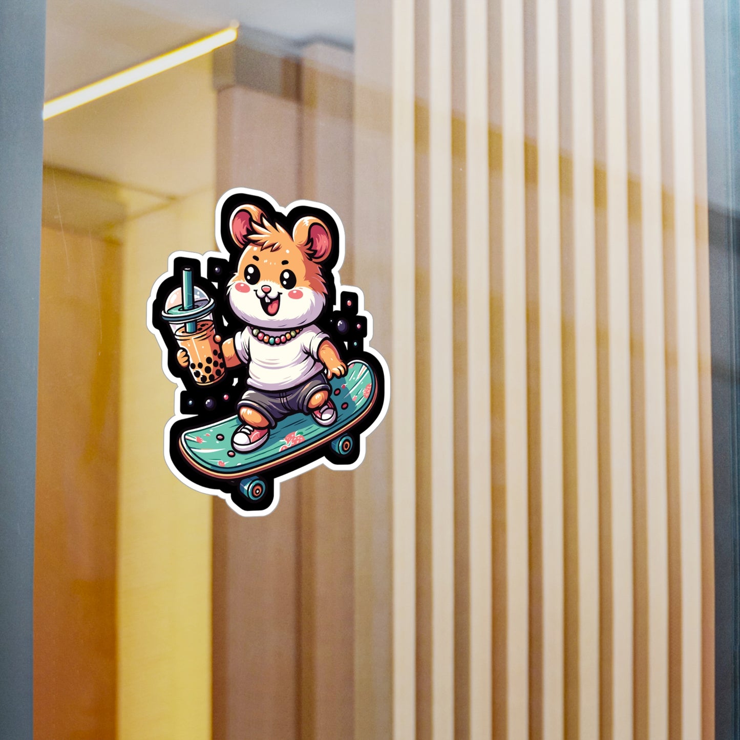 Skateboard Hamster - Hamster Sticker for Laptop Sticker. Water Bottle Sticker, Vinyl Skateboard Decal - Hamster Gift