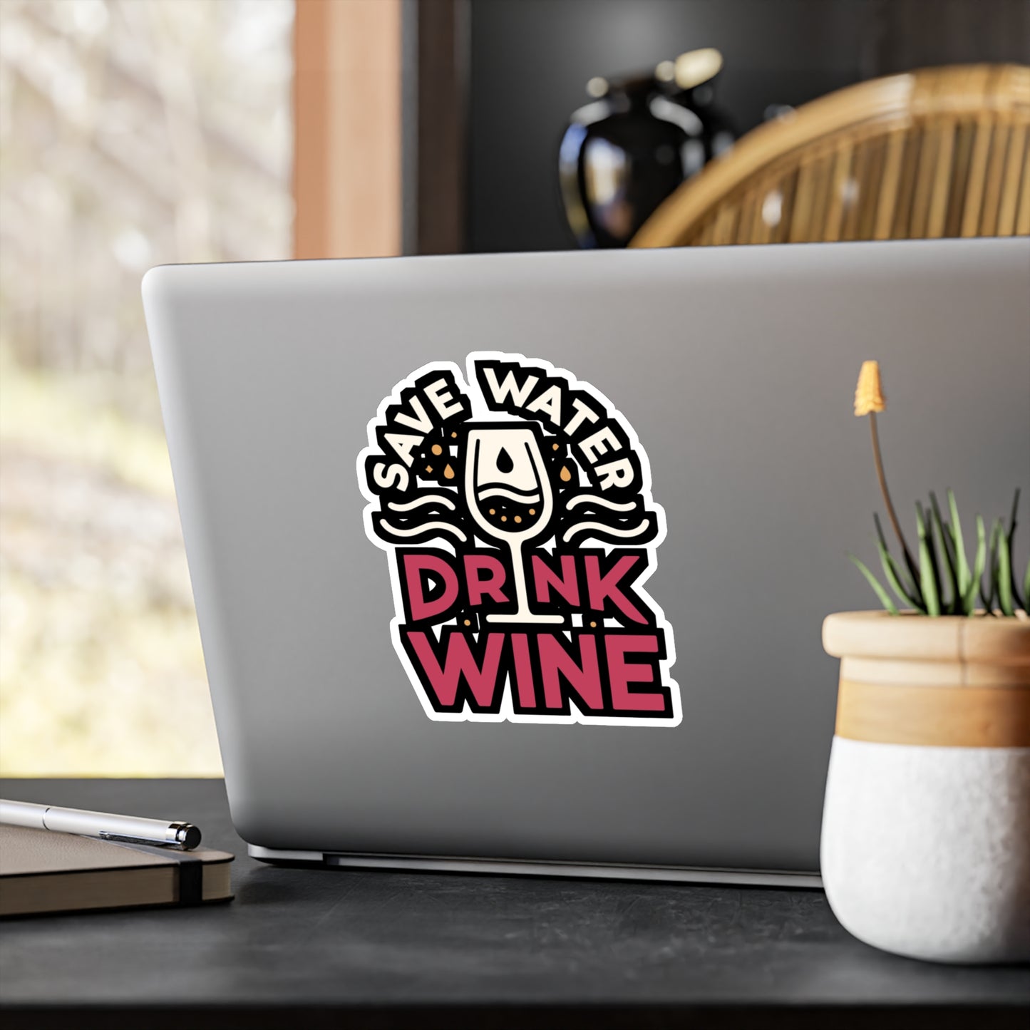 Save water, drink wine - Drinking Sticker for Laptop Sticker. Water Bottle Sticker, Vinyl Wine Decal - Drinking Gift