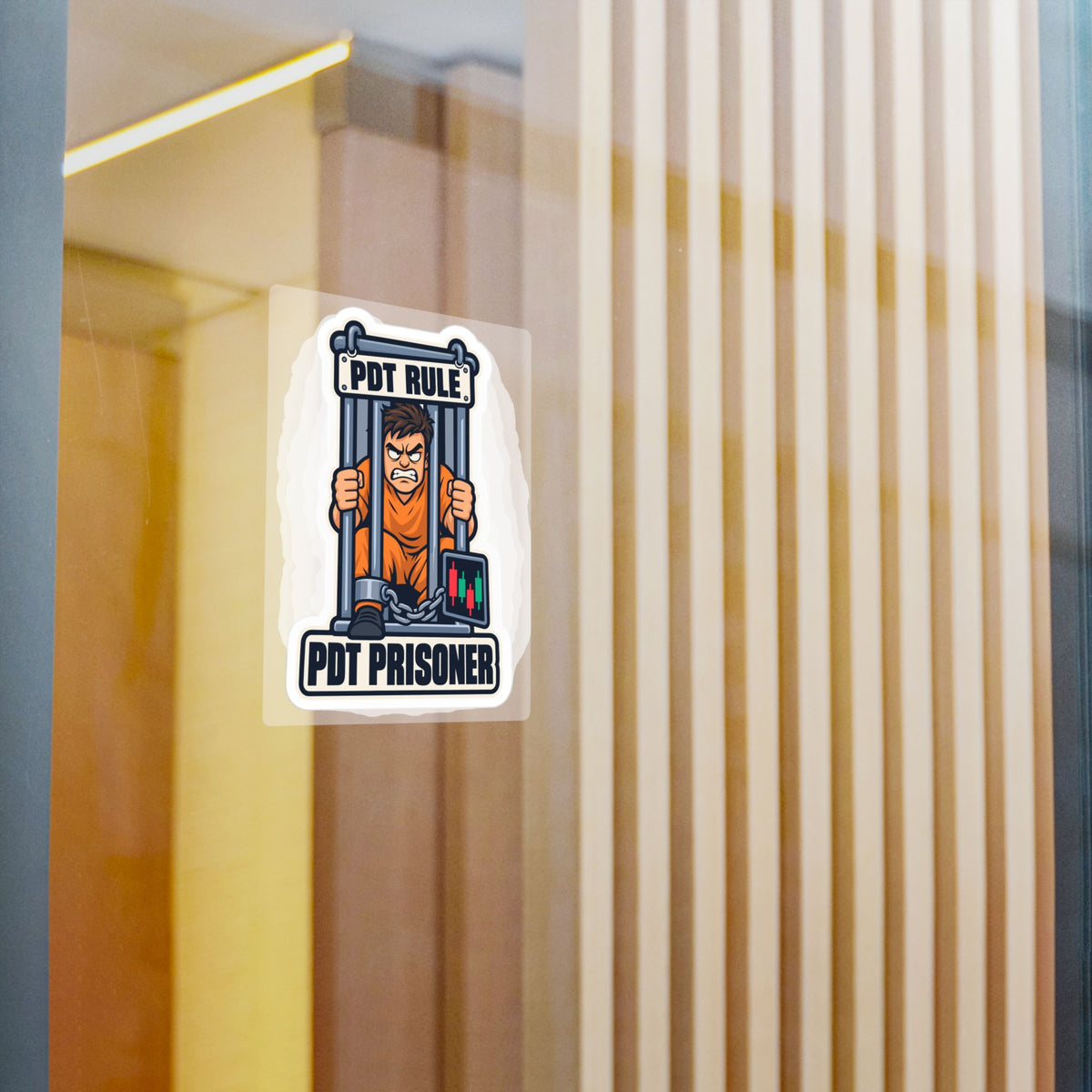 Day Trading Sticker - PDT Prisoner Design for the Stock Market and Forex Trader, Laptop and Water Bottle Decals