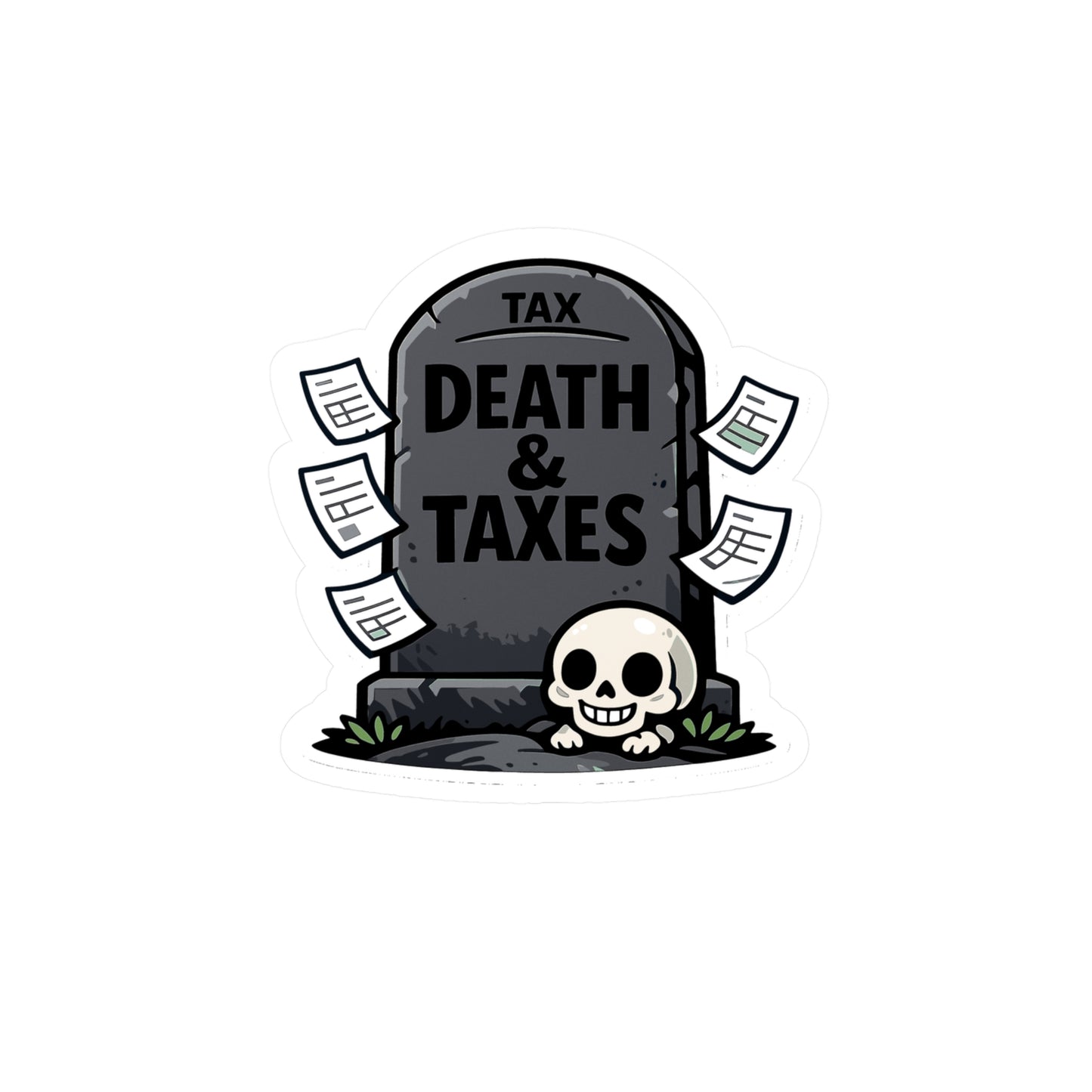 Accountant Sticker Death & Taxes Funny Balance Spreadsheet Amortization Vinyl Waterproof sticker decals for Laptop Water Bottle