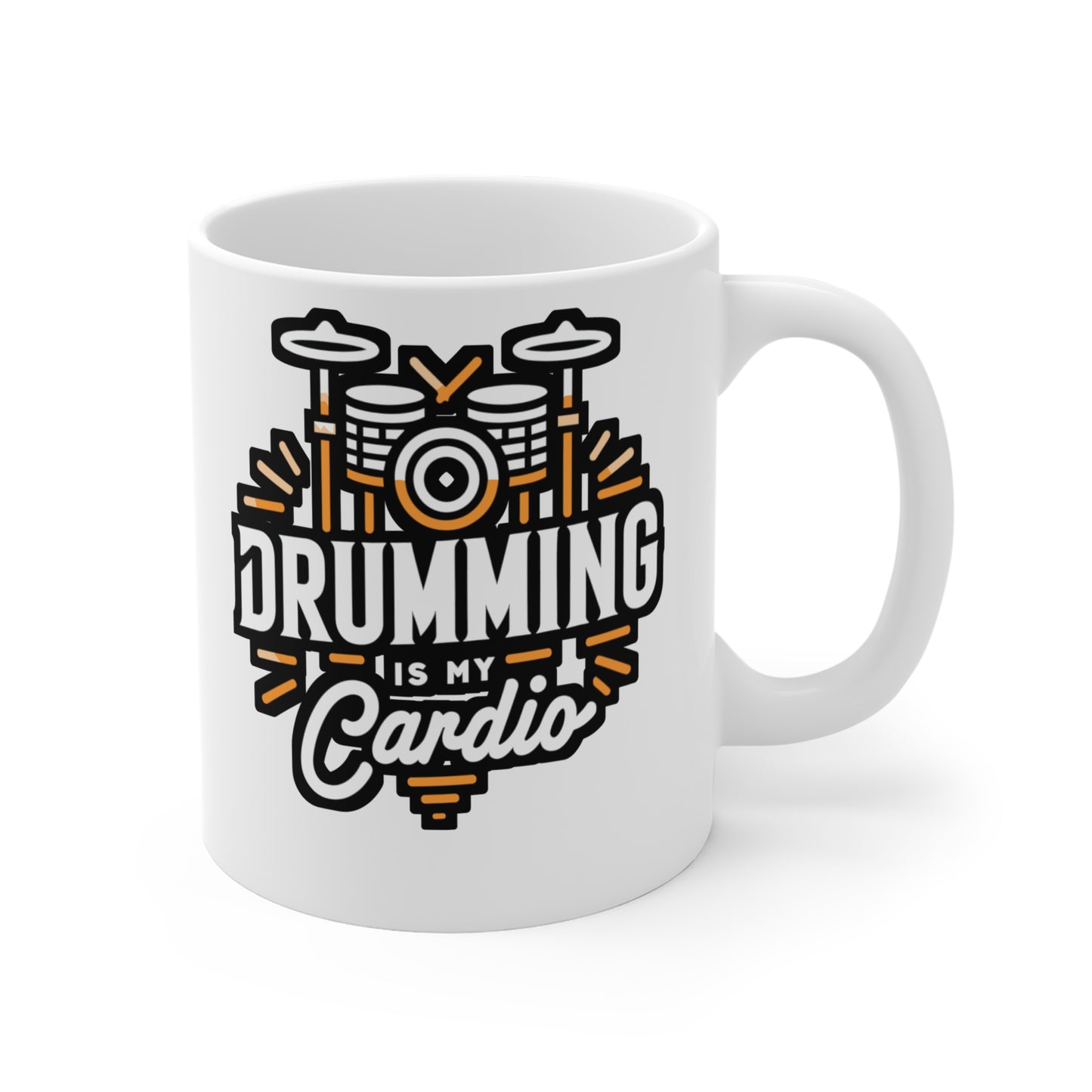 Drumming is my cardio - Audio-engineer Mug for Coffee 11oz. Audio-engineer Cup, White ceramic, Monitor Mug - Audio-engineer Gift