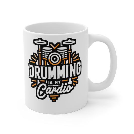 Drumming is my cardio - Audio-engineer Mug for Coffee 11oz. Audio-engineer Cup, White ceramic, Monitor Mug - Audio-engineer Gift