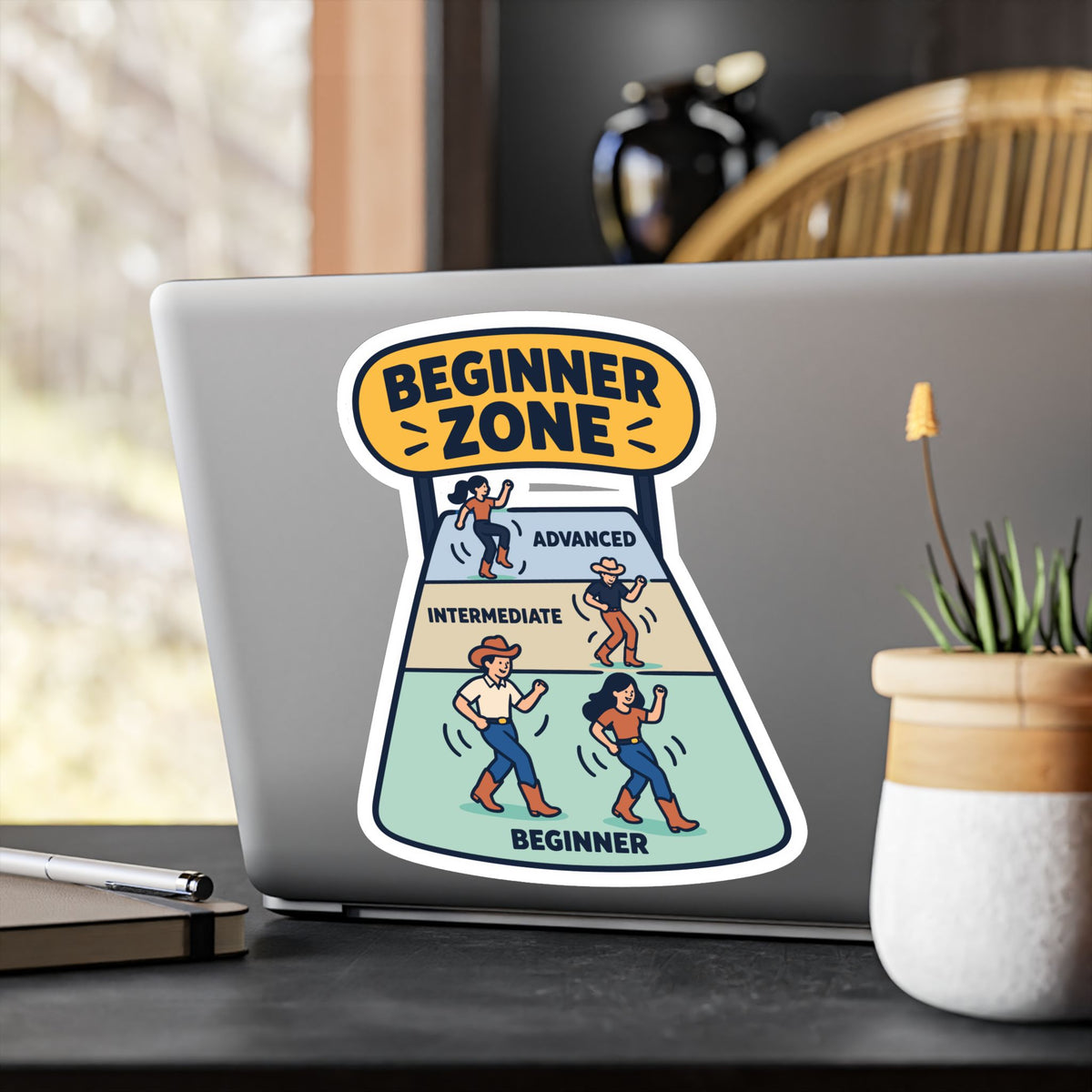 Line Dance Sticker - Beginner Zone Design for Country Dancers, Western Decals for Laptop and Water Bottle