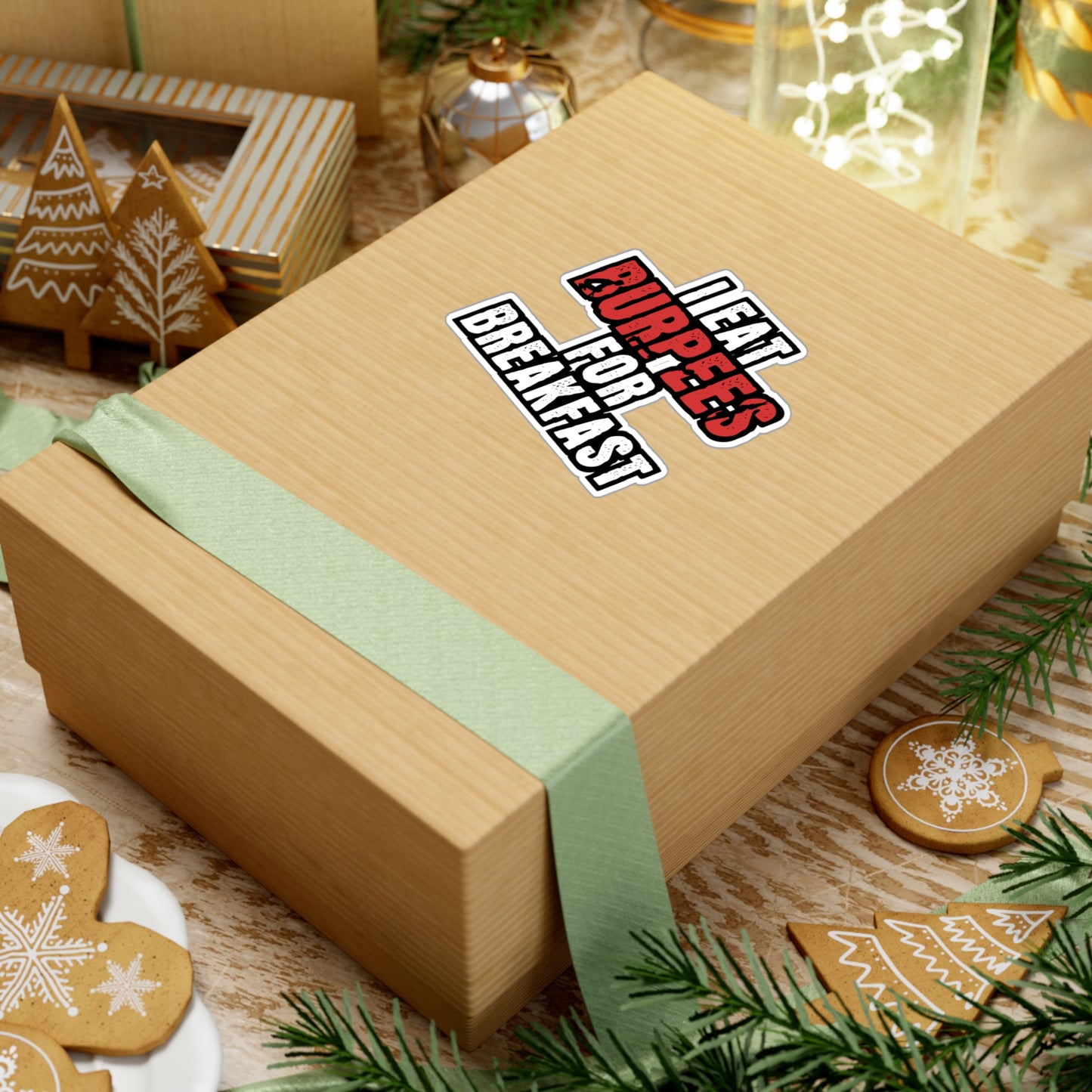 I Eat Burpees For Breakfast - Burpees Sticker for Laptop Sticker. Water Bottle Sticker, Vinyl Mucsle Decal - Burpees Gift