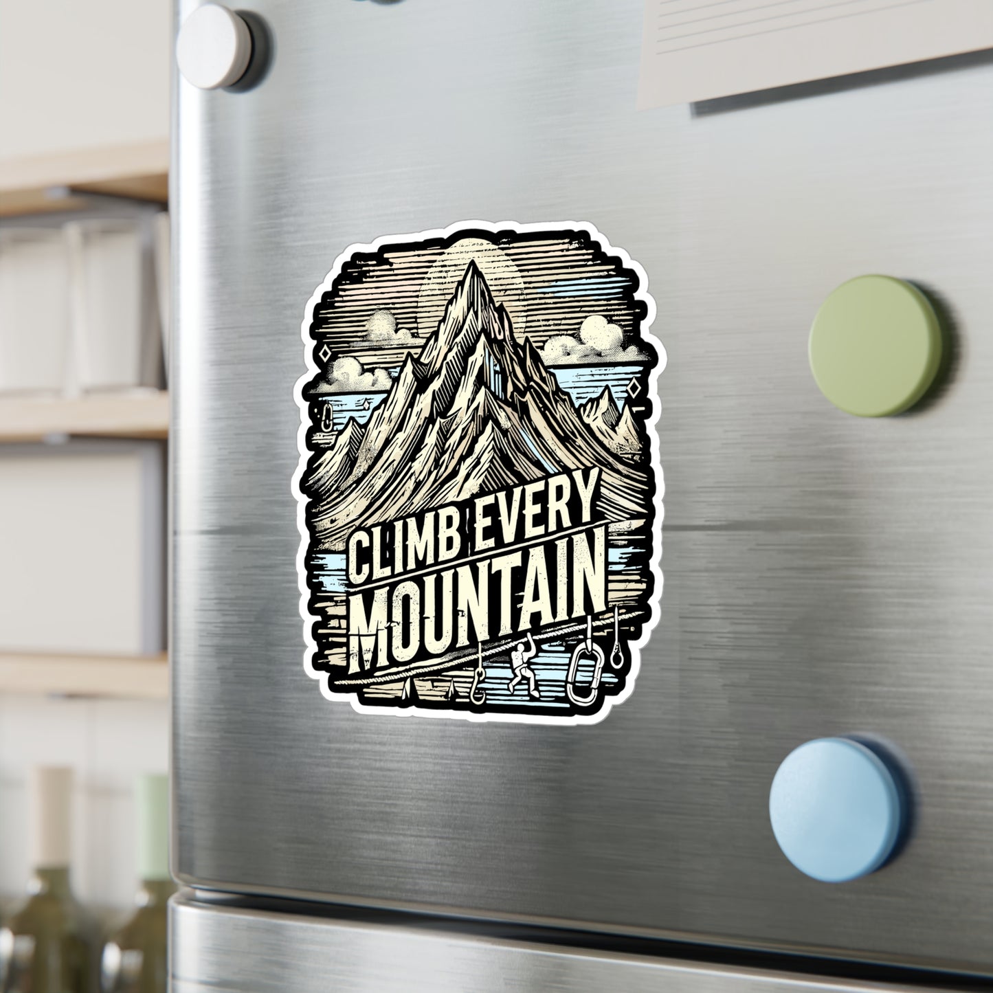 Climb Every Mountain – Vinyl Climbing Decal for Car, Laptop & Water Bottle | Outdoor Adventurer Gift