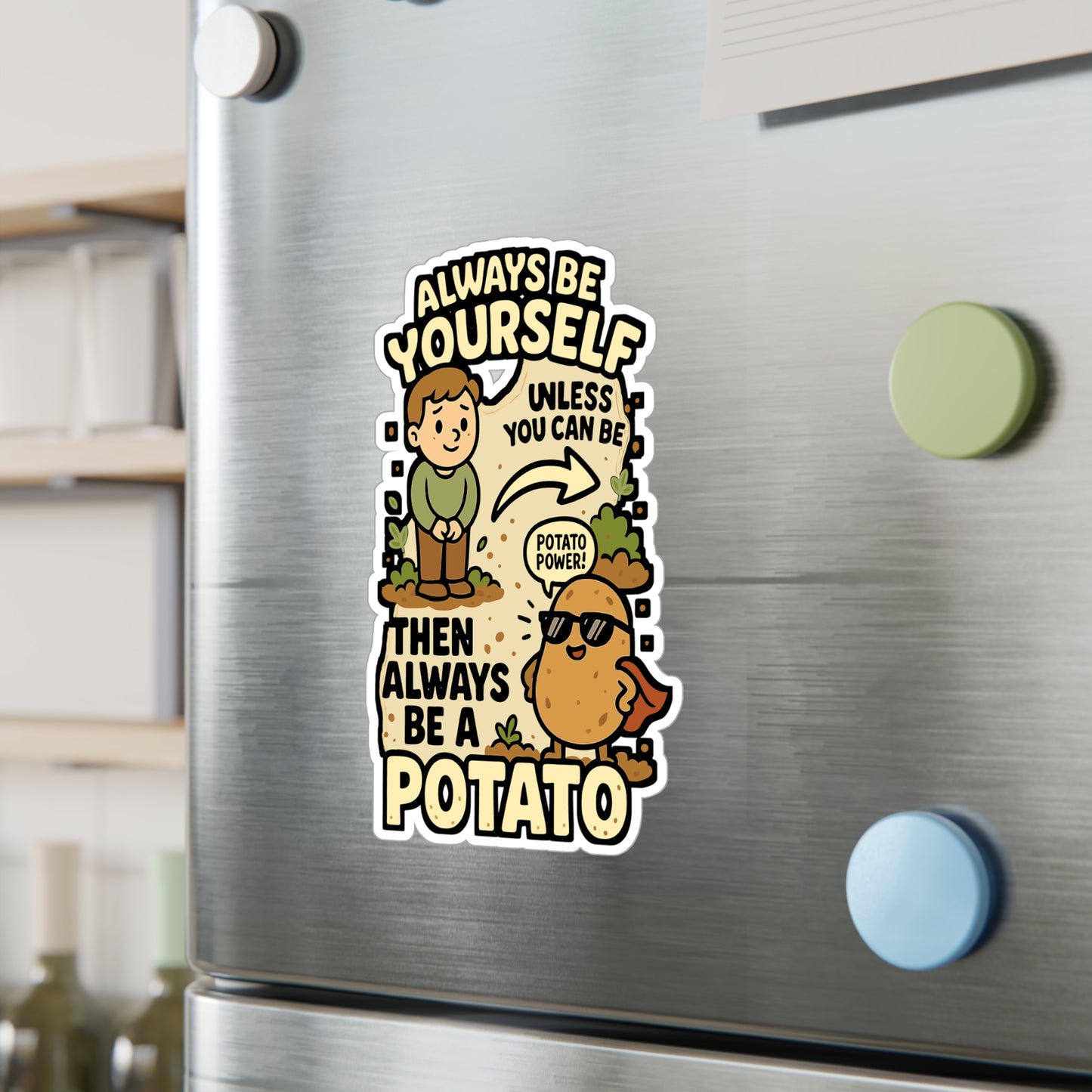Always Be Yourself Unless You Can Be A Potato Then Always Be A Potato - Potato Sticker for Laptop, Water Bottle, Funny Gift for Friends & Veggie Lovers