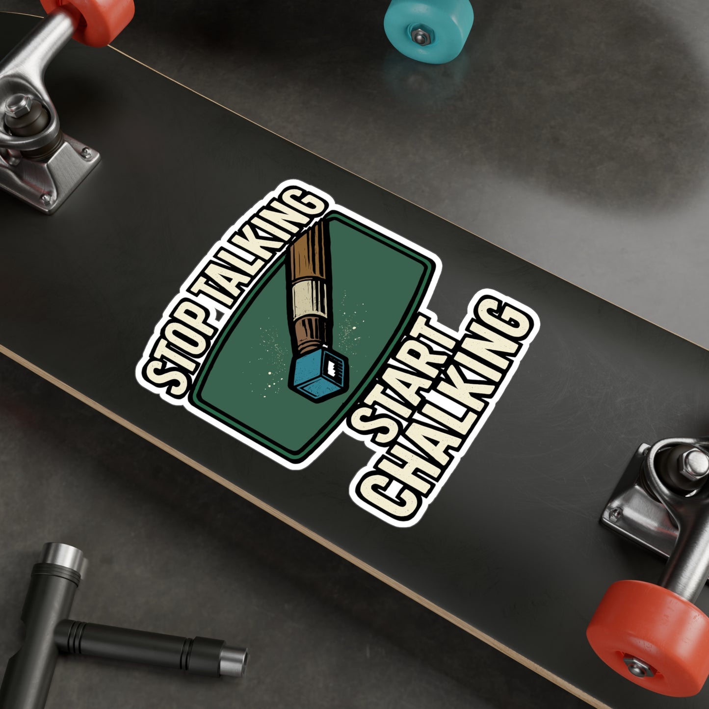 Stop Talking Start Chalking - Billiards Sticker for Pool Players - Laptop, Water Bottle - Gift for Billiard Lovers