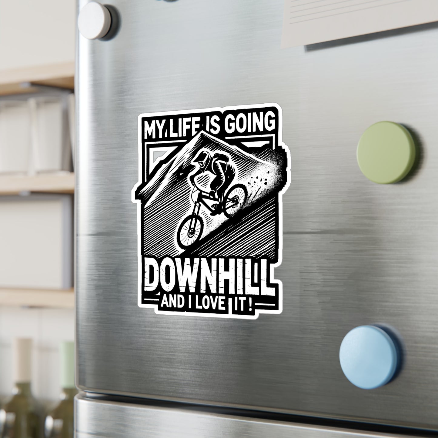 My Life Is Going Downhill - MTB Sticker for Laptop Sticker. Water Bottle Sticker, Vinyl Mountain-biking Decal - MTB Gift