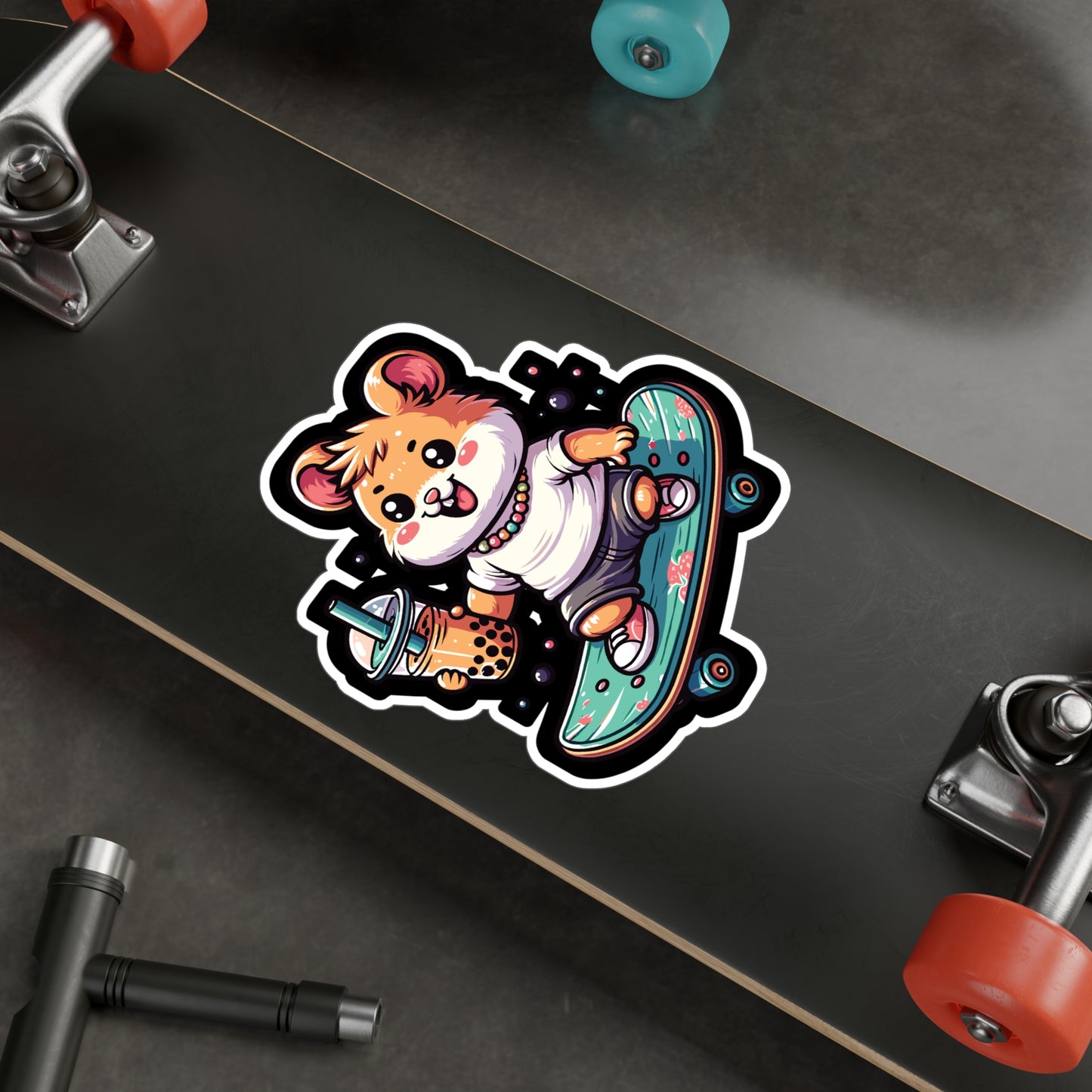 Skateboard Hamster - Hamster Sticker for Laptop Sticker. Water Bottle Sticker, Vinyl Skateboard Decal - Hamster Gift