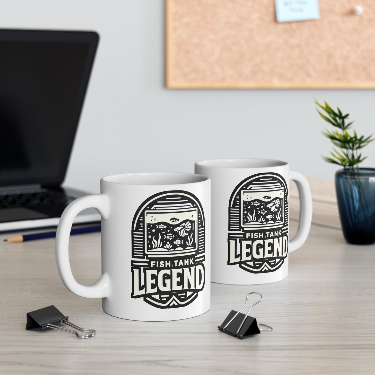 Fish Tank Legend - Aquarist Mug for Coffee 11oz. Aquarist Cup, White ceramic, Aquarium Mug, Fish-tank Tea Cup - Aquarist Gift