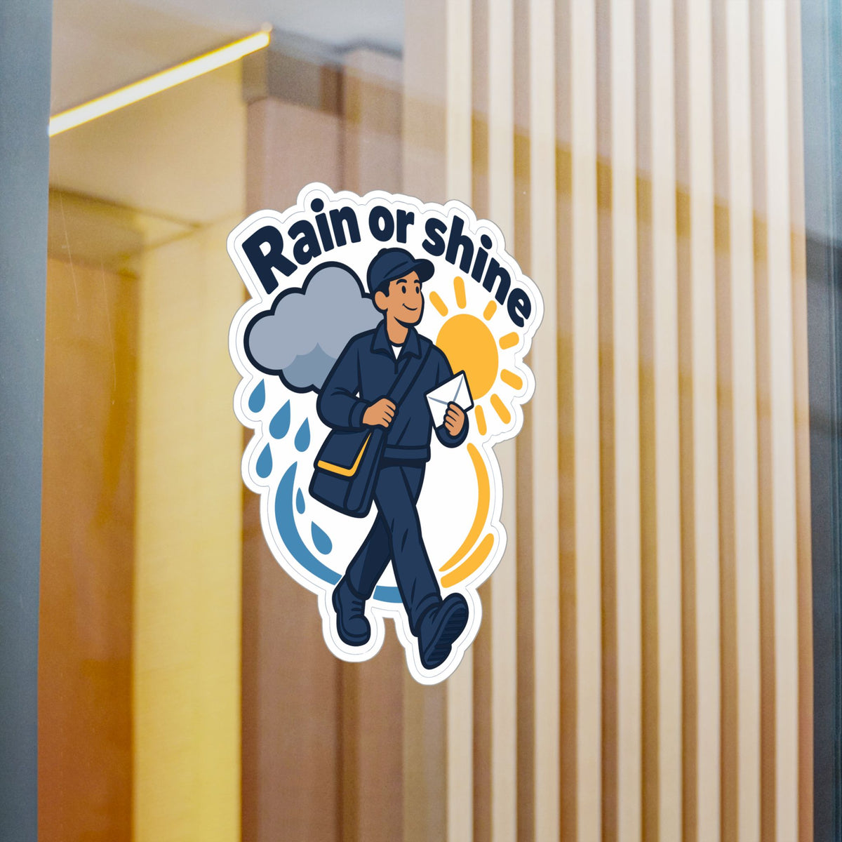 Postal Worker Sticker Rain or Shine Decals for Rural Carrier Mailbox, Waterproof Vinyl for Laptop and Water Bottle