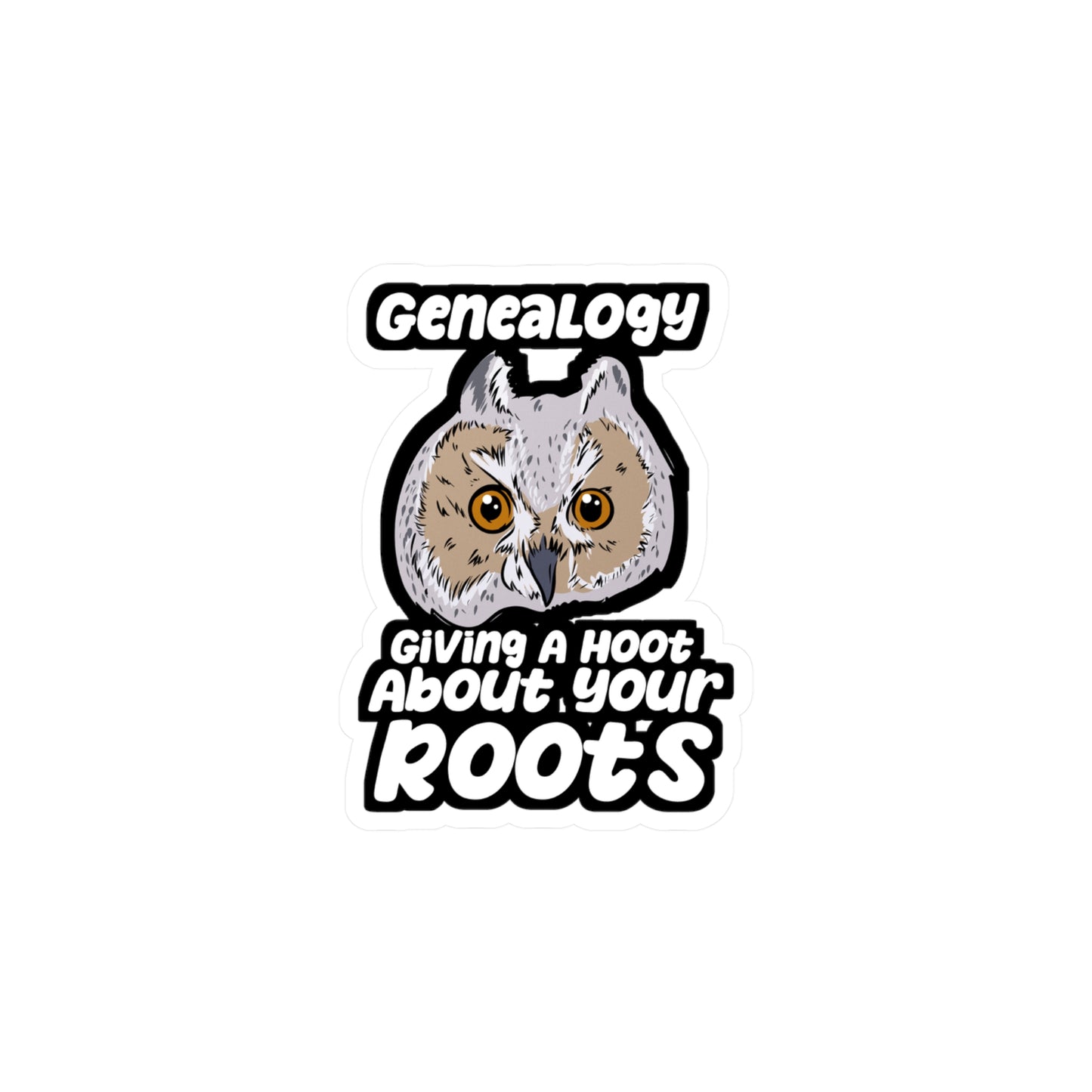 Genealogy Giving A Hoot About Your Roots - Genealogist Sticker for Laptop Sticker. Water Bottle Sticker, Vinyl Genealogy Decal - Genealogist Gift