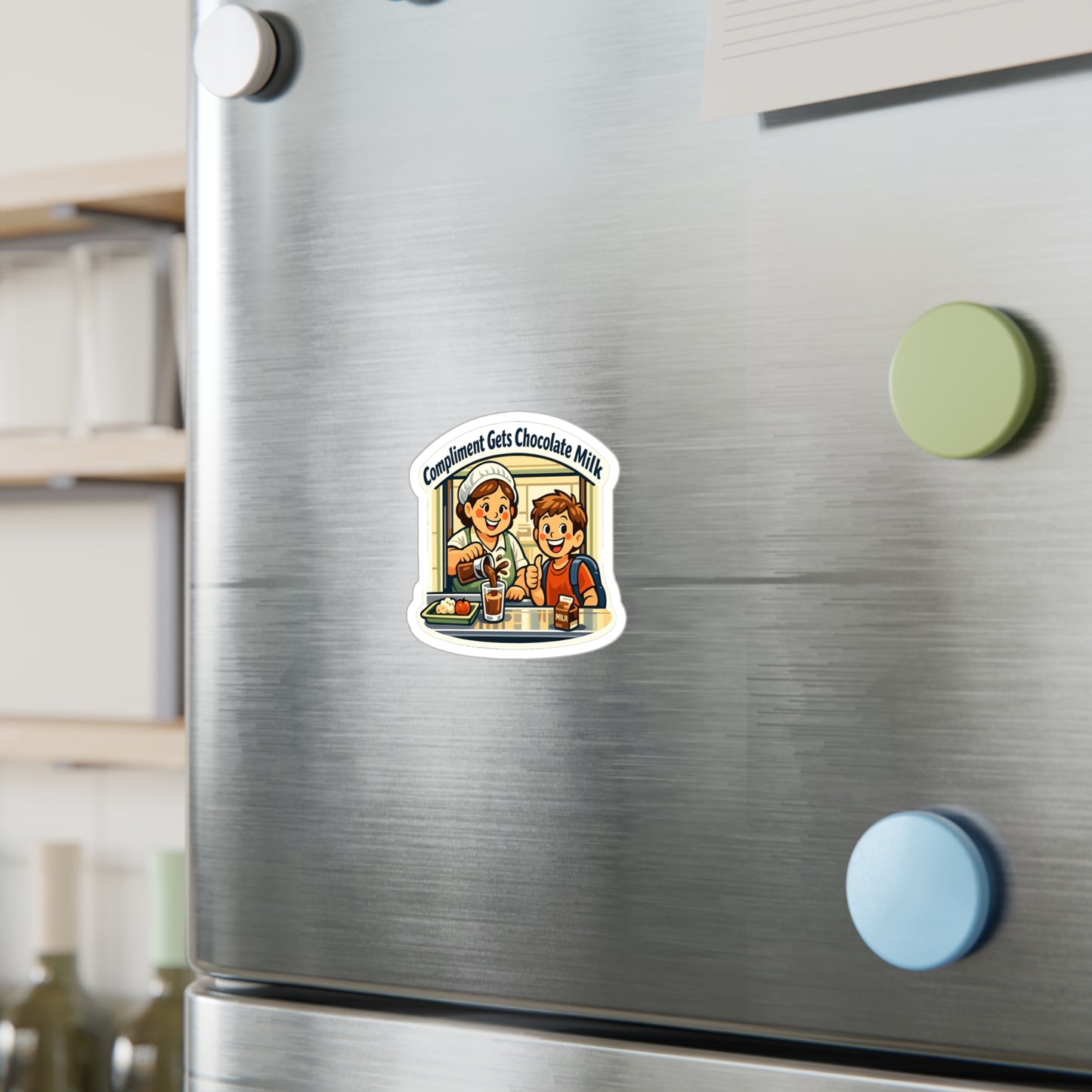 Lunch Lady Sticker Compliment Gets Chocolate Milk Funny Design Vinyl Waterproof Decals for Laptop Water Bottle School Canteen Humor